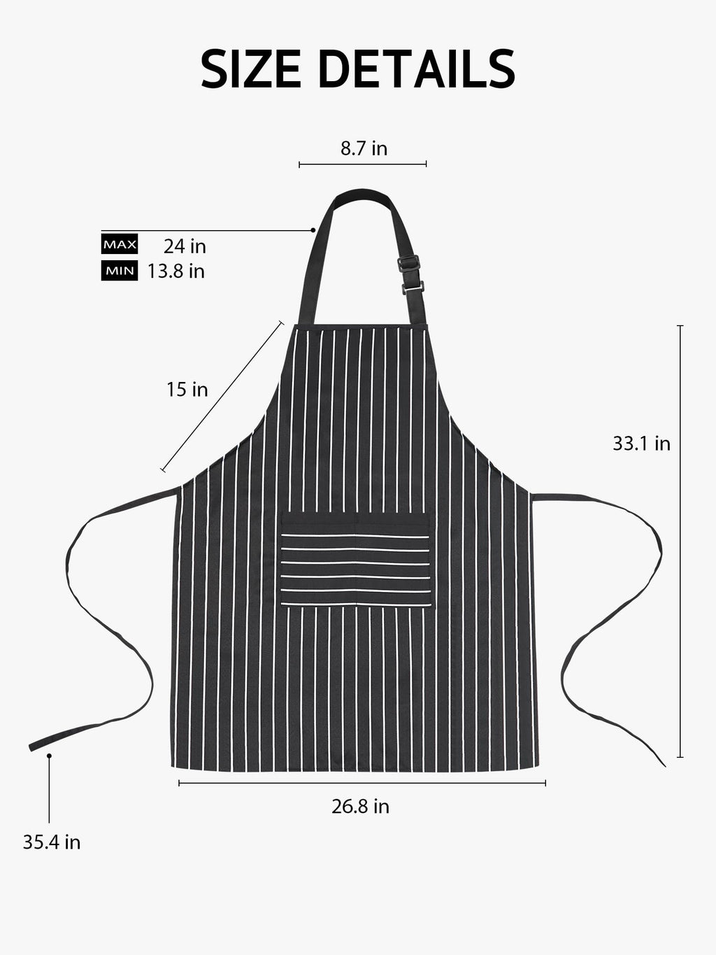 Syntus Adjustable Bib Apron with 2 Pockets Cooking Kitchen Aprons for Women Men Chef