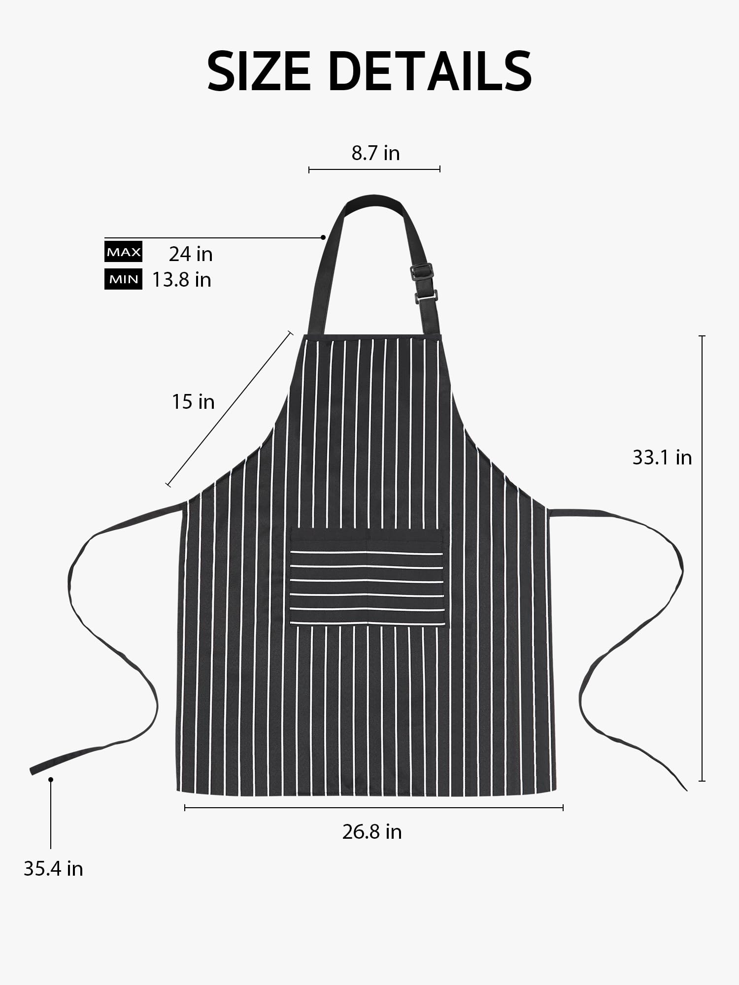 Syntus Adjustable Bib Apron with 2 Pockets Cooking Kitchen Aprons for Women Men Chef