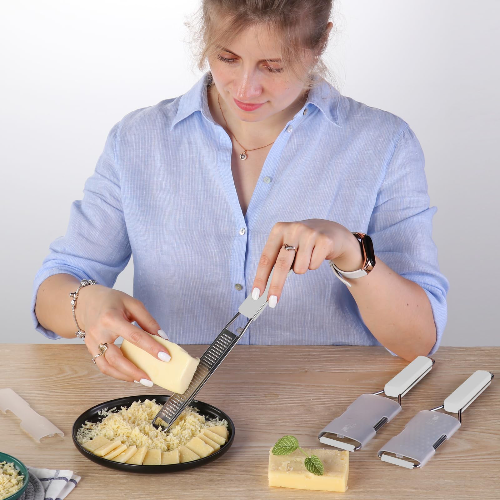 Cambom Lemon Zester Grater Three-piece Suit - Heavy Duty Kitchen Tool for Parmesan Cheese, Ginger, Garlic, Nutmeg, Chocolate, Vegetables，Fruits，Stainless Steel Grater Dishwasher Safe Black