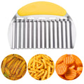 JAYVAR Large Crinkle Cutter French Fry Cutter, Large Crinkle Potato Slicer Wavy Chopper, Stainless Steel Wavy Slicer Crinkle Cutting Chopping Tools with Handle for Carrot Vegetable