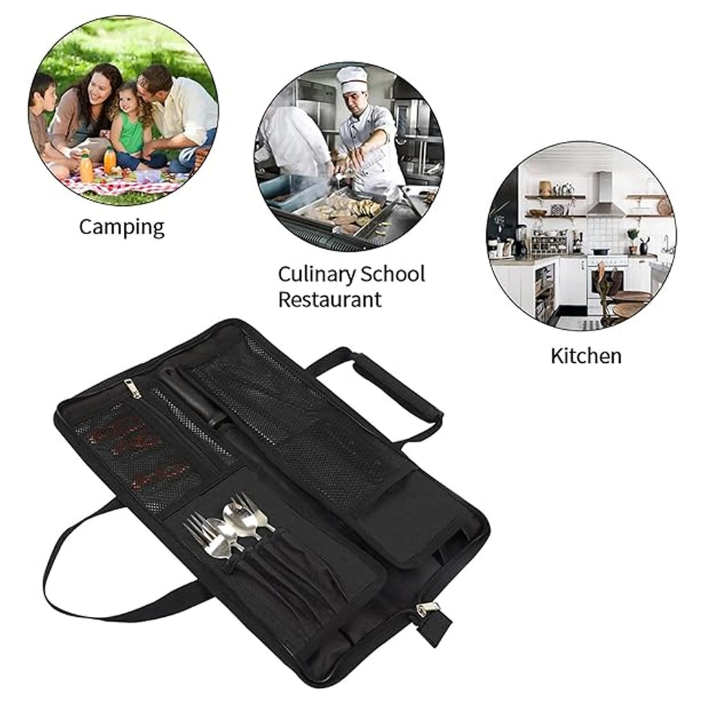 Chef’s Knife Roll Bag, Heavy Duty Oxford Chef Knife Bag, Portable 13 Slots Chef Knife Case, Multi-function Cutlery Knives Pouch Holder Knife Wrap Wallet Tool Roll
