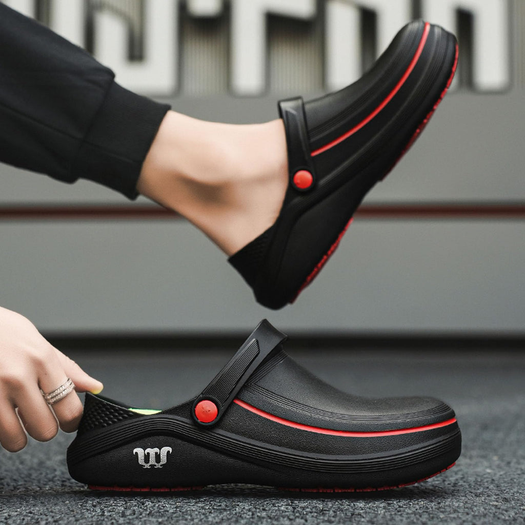 SECHRITE Men's Women's Work Clogs - Unisex Garden Chef Shoes Non Slip Waterproof Nurse Kitchen Food Service Shoes