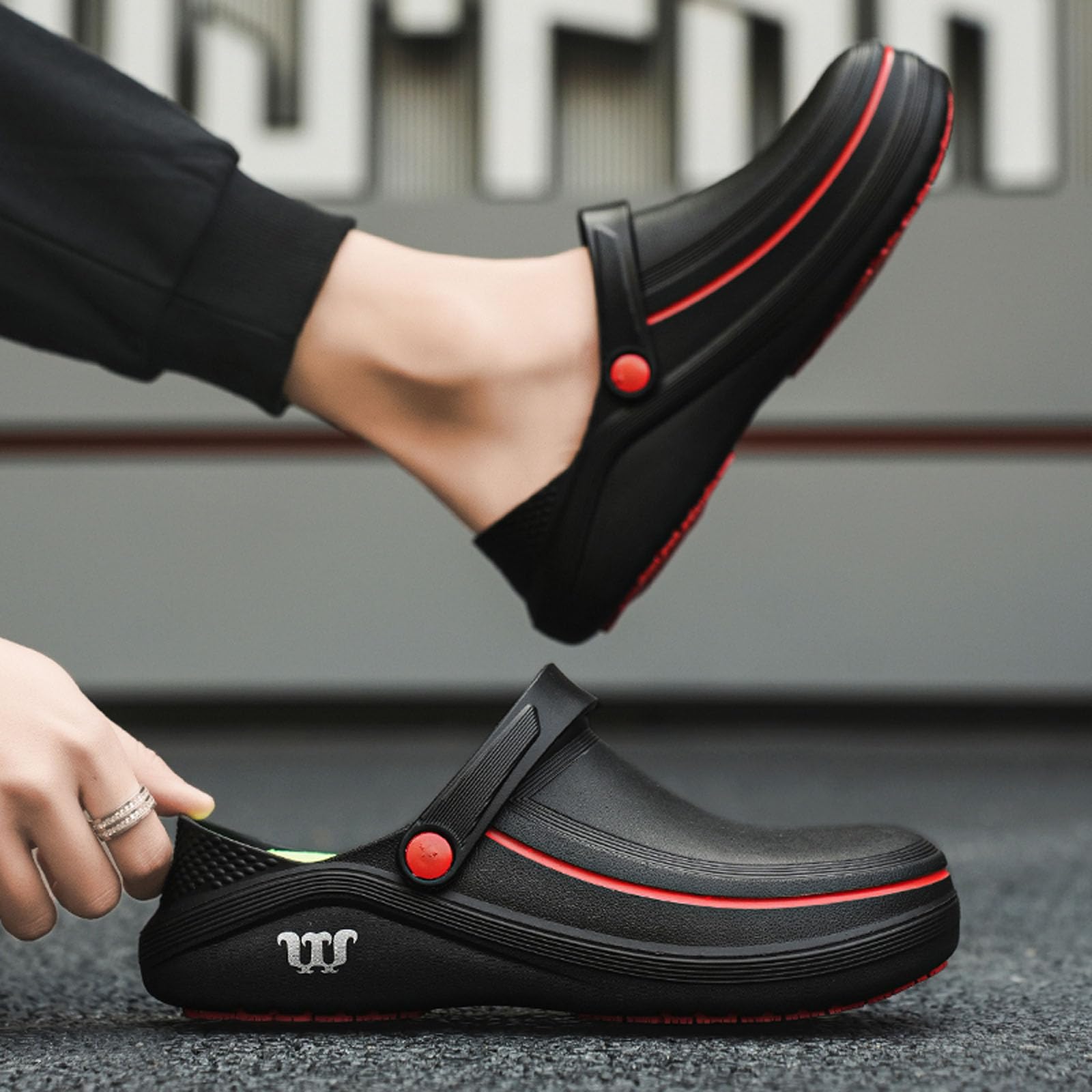 SECHRITE Men's Women's Work Clogs - Unisex Garden Chef Shoes Non Slip Waterproof Nurse Kitchen Food Service Shoes