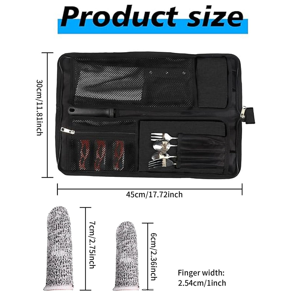 Chef’s Knife Roll Bag, Heavy Duty Oxford Chef Knife Bag, Portable 13 Slots Chef Knife Case, Multi-function Cutlery Knives Pouch Holder Knife Wrap Wallet Tool Roll