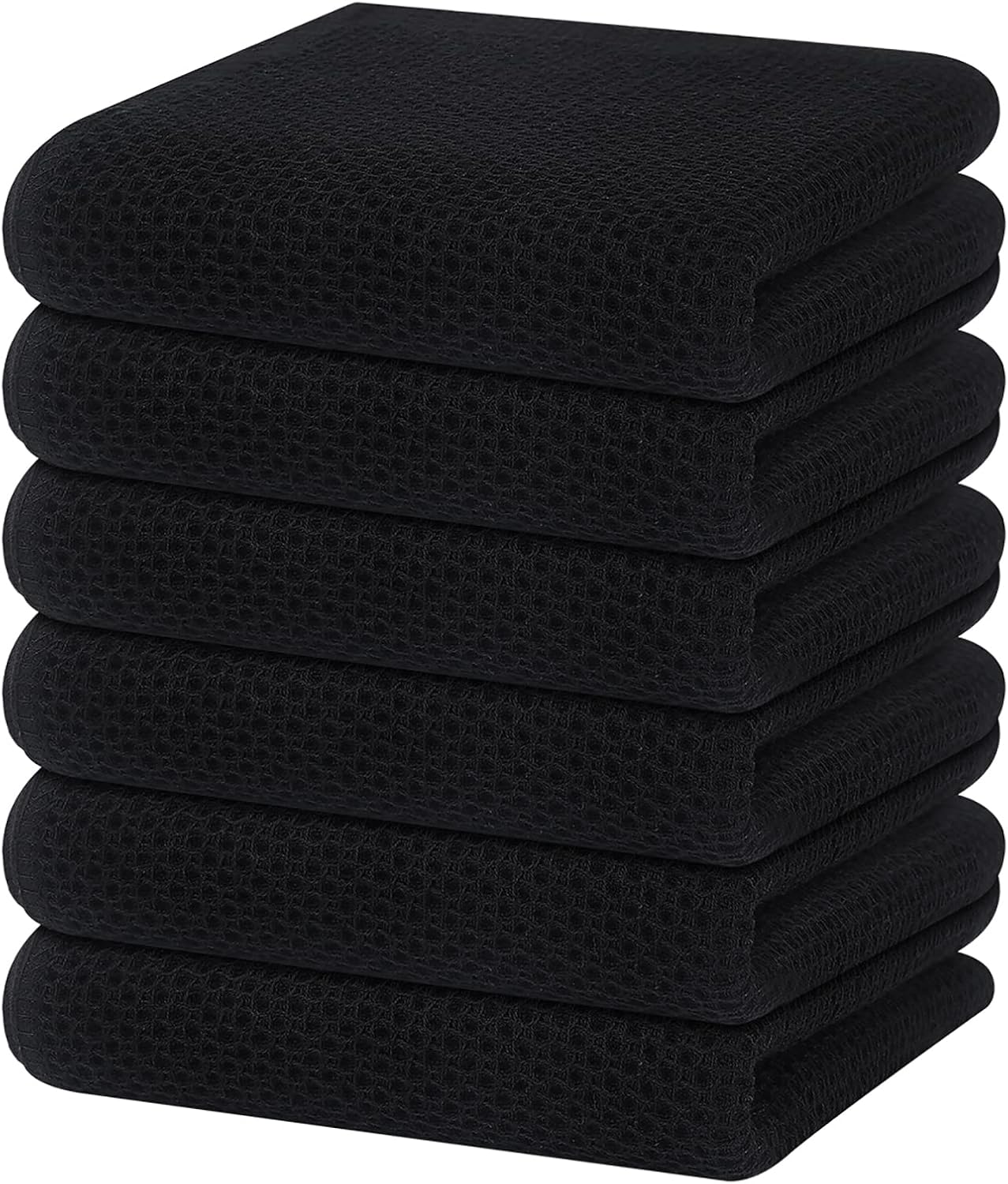 Homaxy 100% Cotton Waffle Weave Kitchen Dish Cloths, Ultra Soft Absorbent Quick Drying Dish Towels, 12 x 12 Inches, 6-Pack, Dark Grey
