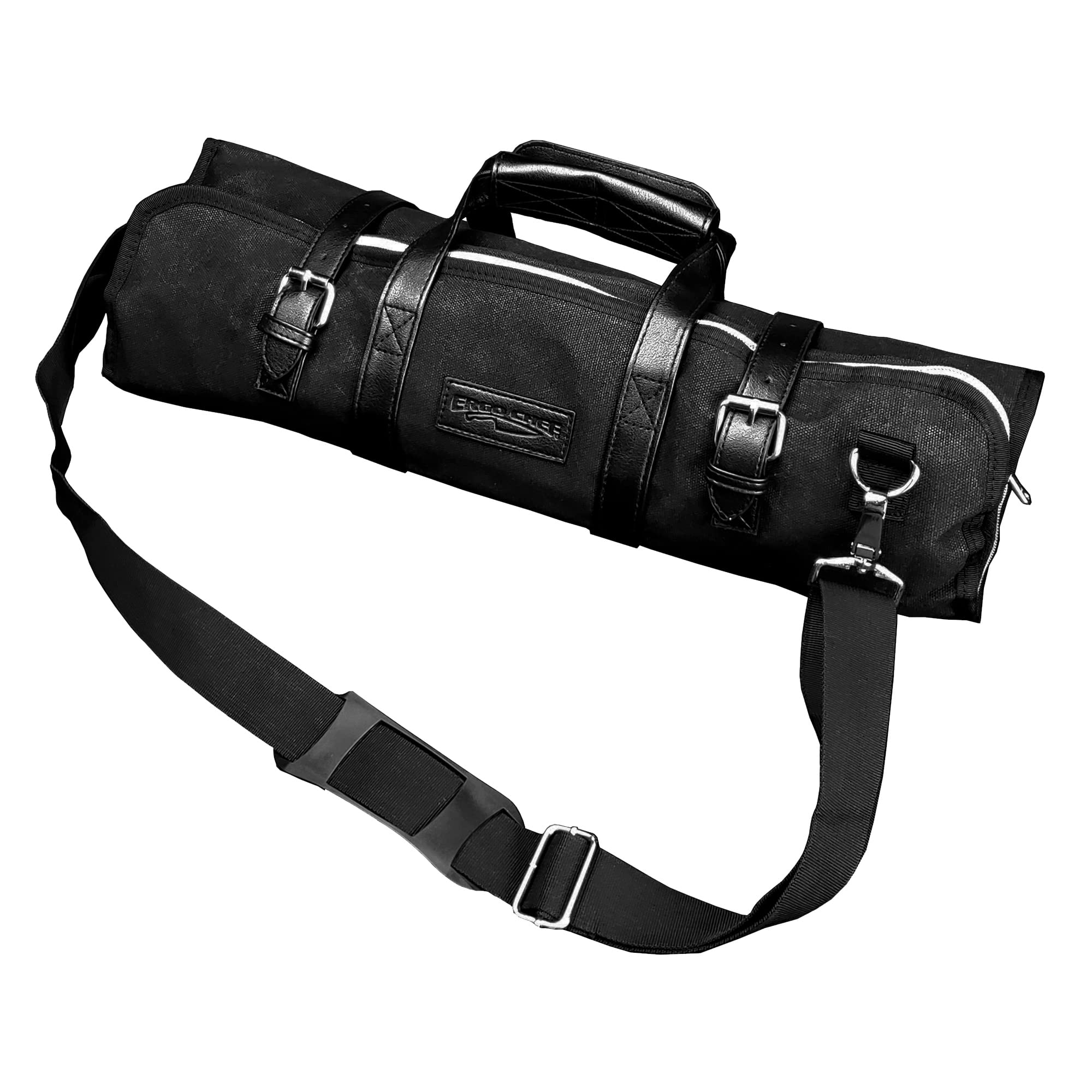 Ergo Chef 5 Pocket Chef Knife Case Roll Bag Bi-Fold (Black) Lightweight - Durable Nylon / Polyester Blend– Perfect for the Busy Traveling Chef