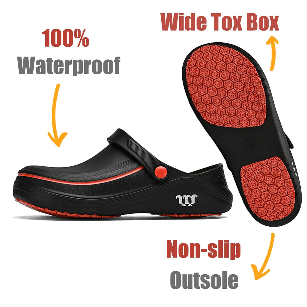 SECHRITE Men's Women's Work Clogs - Unisex Garden Chef Shoes Non Slip Waterproof Nurse Kitchen Food Service Shoes