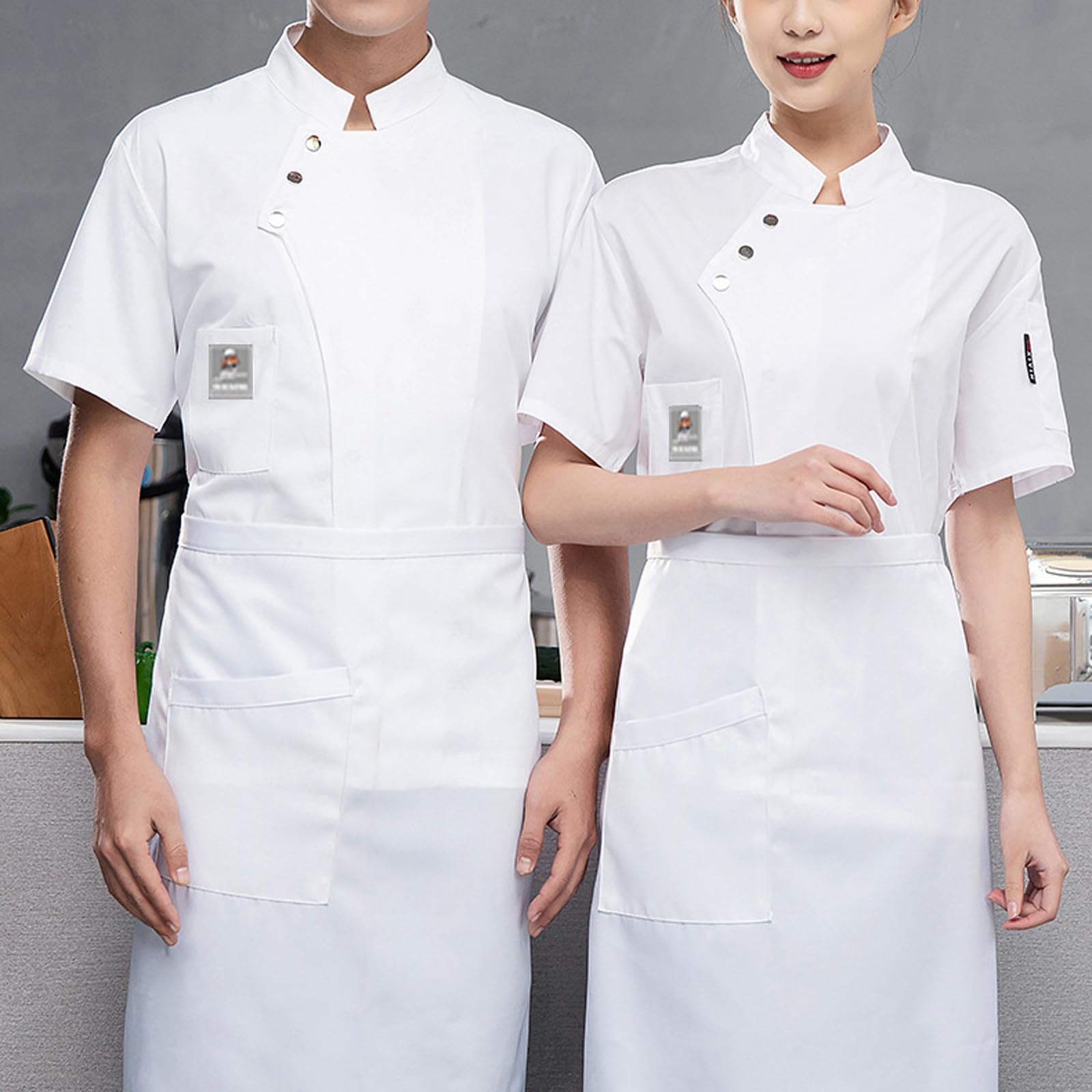Unisex Chef Coat Short Sleeve,Chef Coat Men/Women Comfortable Button Closure - Kitchen,Restaurant,Hotel Uniform