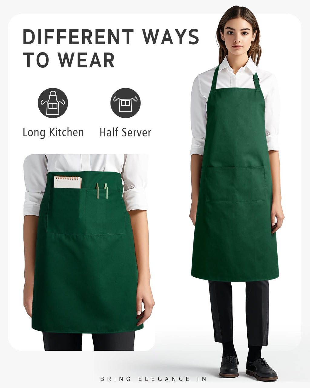 Syntus Adjustable Bib Apron with 2 Pockets Cooking Kitchen Aprons for Women Men Chef