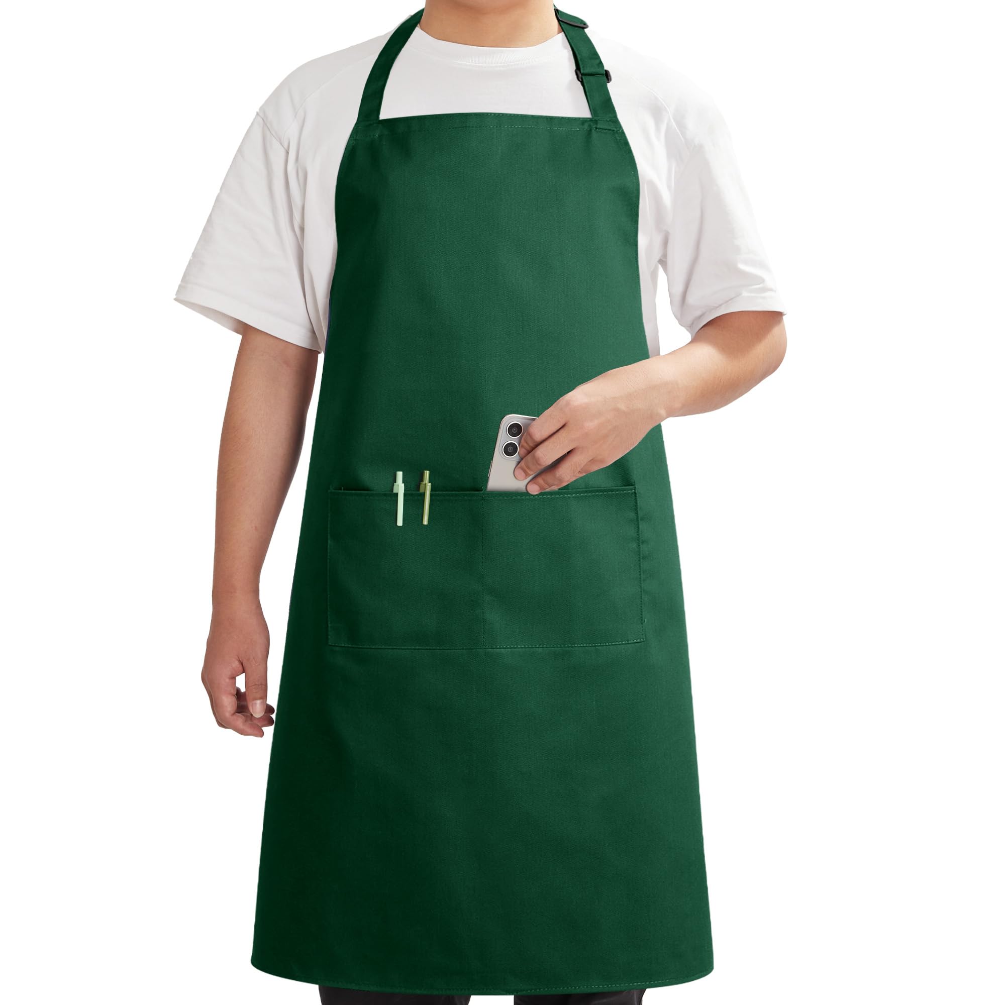 Syntus Adjustable Bib Apron with 2 Pockets Cooking Kitchen Aprons for Women Men Chef