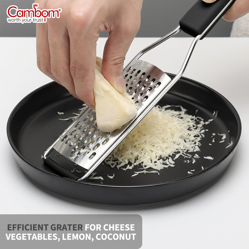 Cambom Lemon Zester Grater Three-piece Suit - Heavy Duty Kitchen Tool for Parmesan Cheese, Ginger, Garlic, Nutmeg, Chocolate, Vegetables，Fruits，Stainless Steel Grater Dishwasher Safe Black