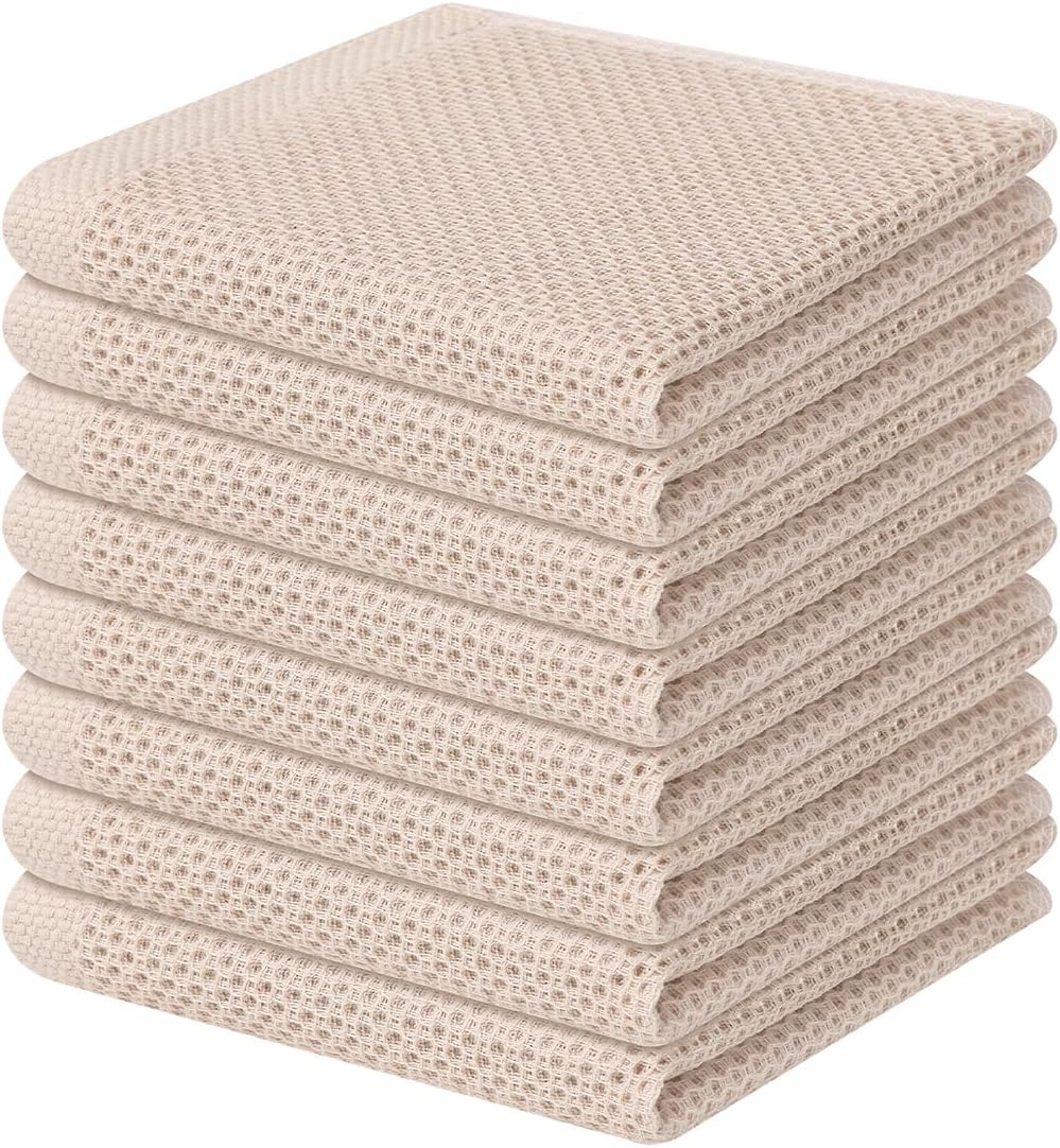Homaxy 100% Cotton Waffle Weave Kitchen Dish Cloths, Ultra Soft Absorbent Quick Drying Dish Towels, 12 x 12 Inches, 6-Pack, Dark Grey