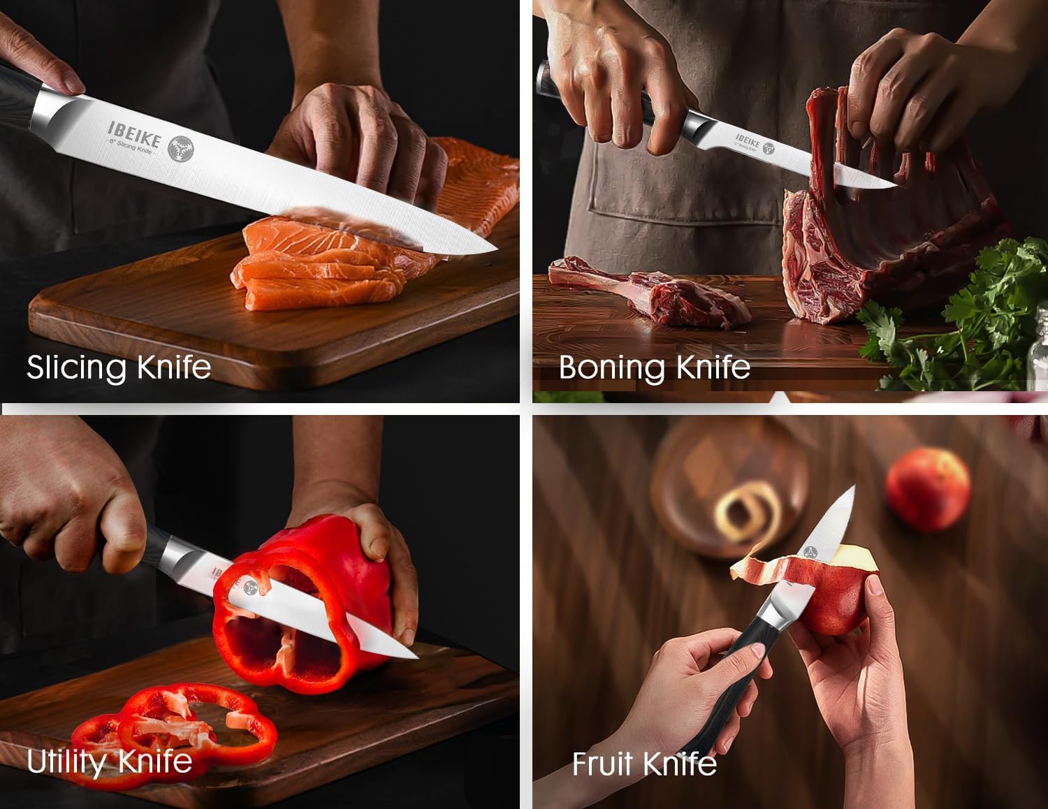 Chef Knife Set Professional - 7-Piece Kitchen knife Set without Block, High Carbon Stainless Steel Japanese-Style Kitchen knives, Full-Tang, Ergonomic Pakkawood Handle for Christmas