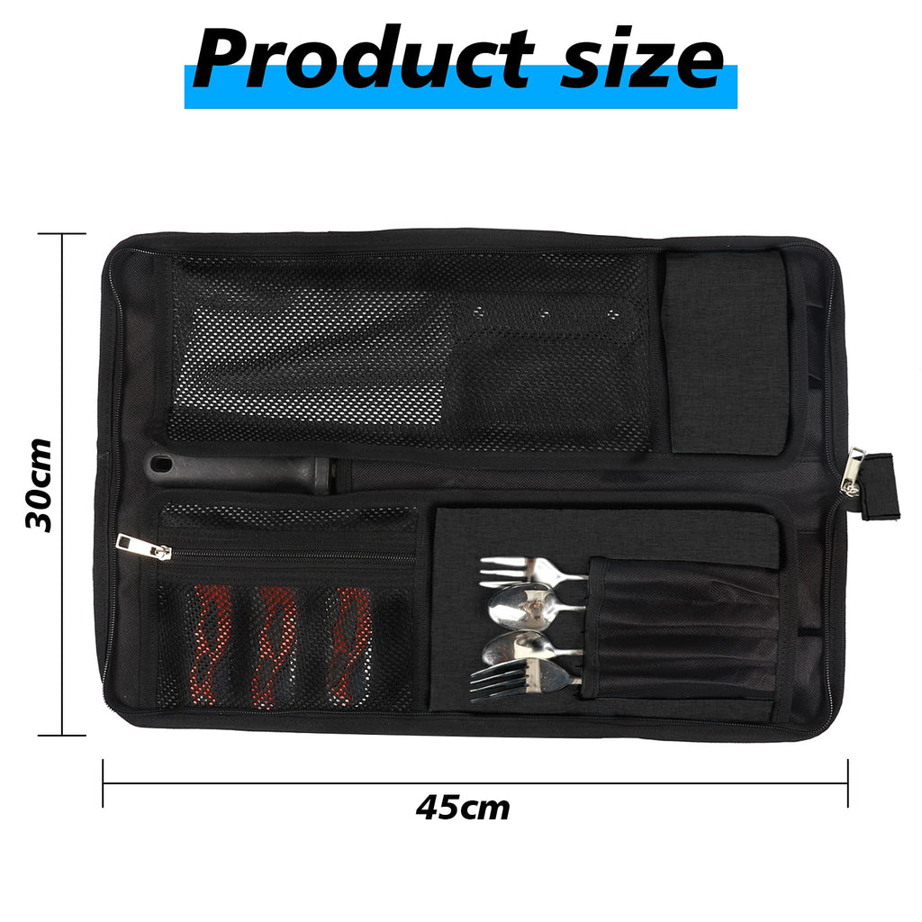 Chef’s Knife Roll Bag, Heavy Duty Oxford Chef Knife Bag, Portable 13 Slots Chef Knife Case, Multi-function Cutlery Knives Pouch Holder Knife Wrap Wallet Tool Roll