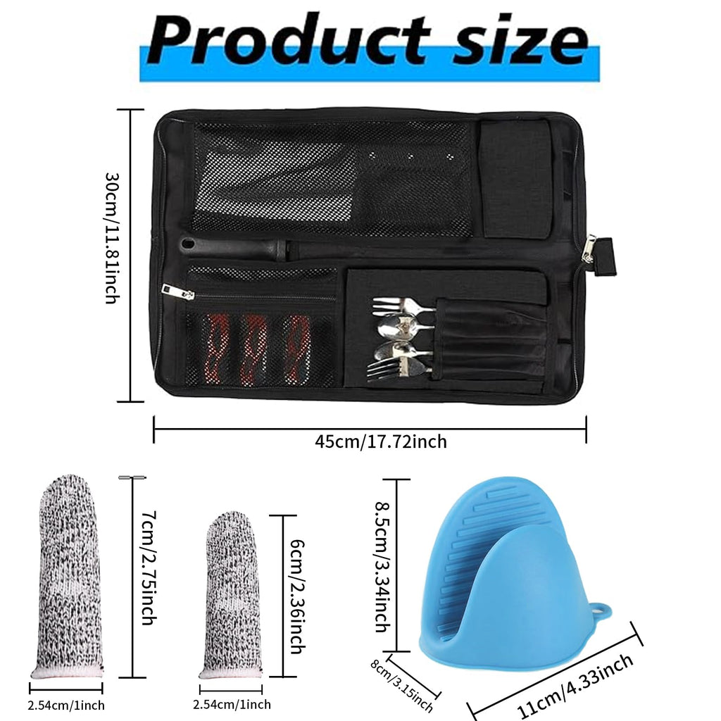 Chef’s Knife Roll Bag, Heavy Duty Oxford Chef Knife Bag, Portable 13 Slots Chef Knife Case, Multi-function Cutlery Knives Pouch Holder Knife Wrap Wallet Tool Roll