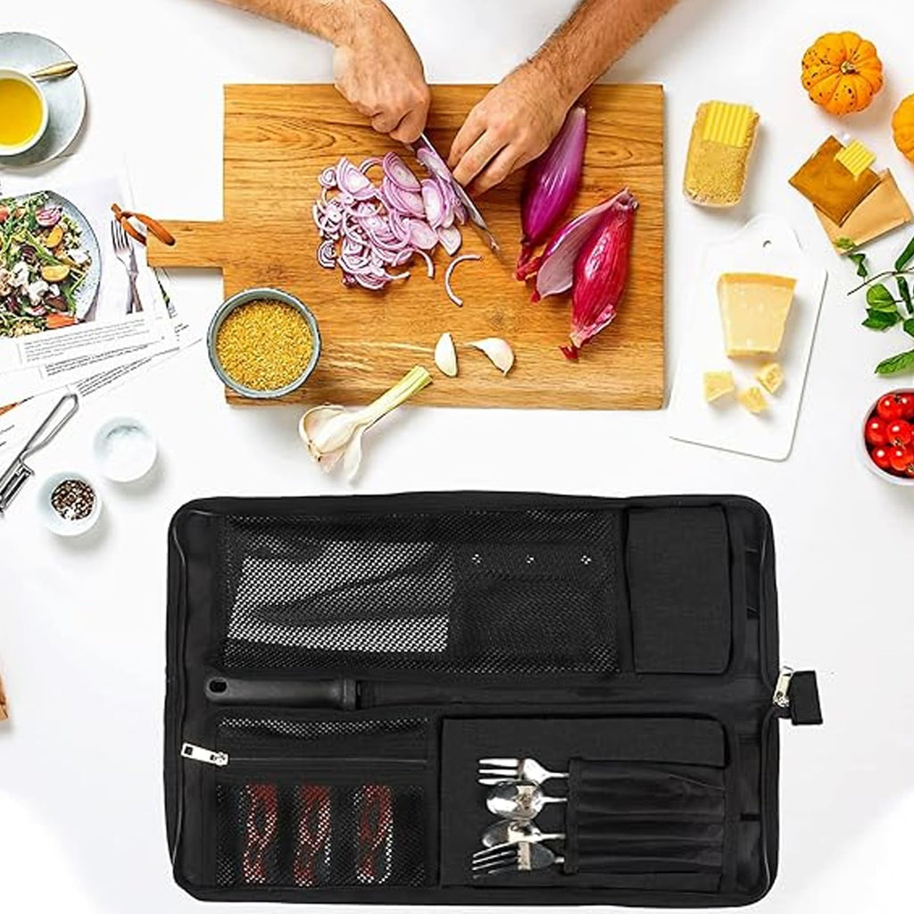 Chef’s Knife Roll Bag, Heavy Duty Oxford Chef Knife Bag, Portable 13 Slots Chef Knife Case, Multi-function Cutlery Knives Pouch Holder Knife Wrap Wallet Tool Roll