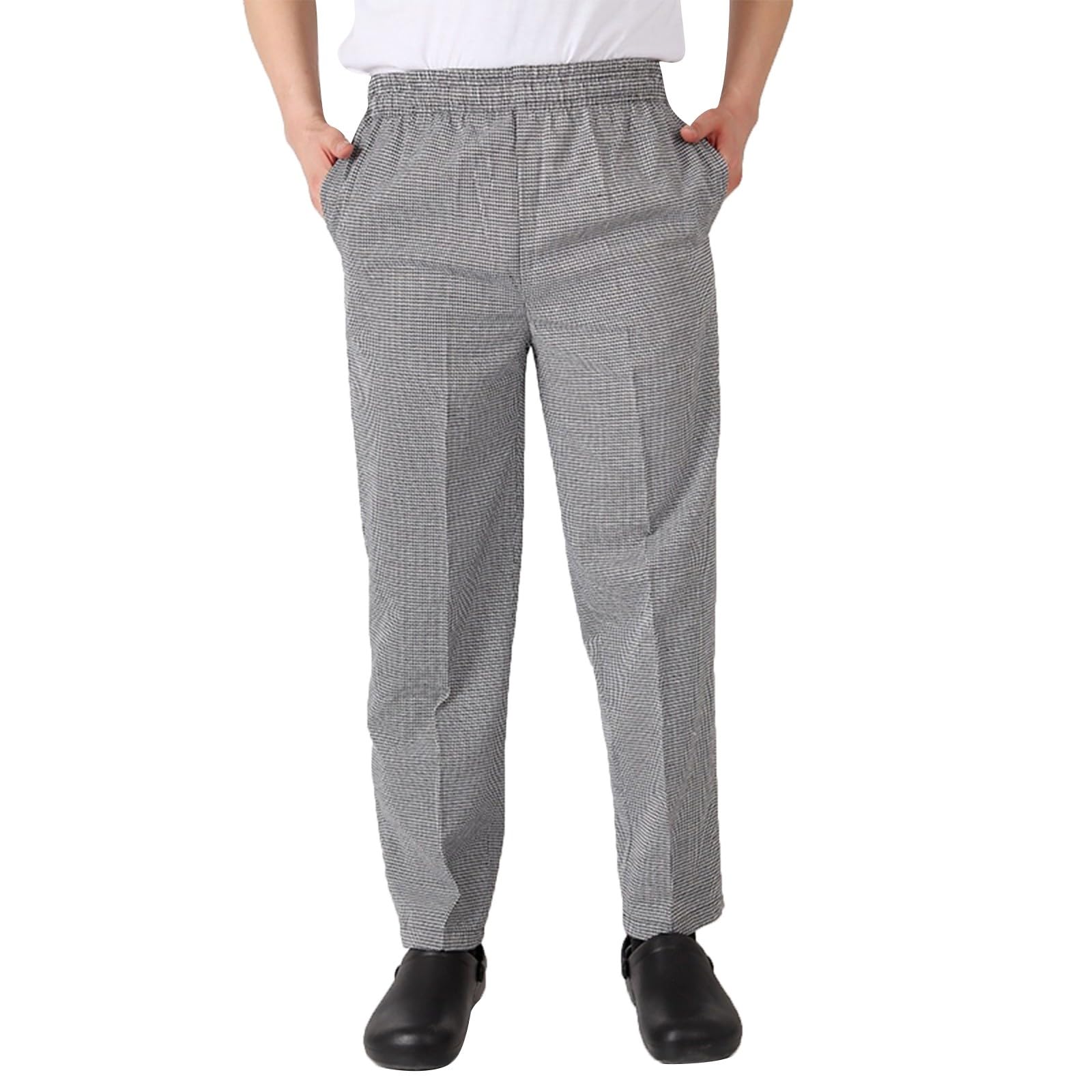 Chef Pants Unisex - Baggy Elastic Waist Cook Bottoms Restaurant Kitchen Service Work Uniform Pantalones de Cocina