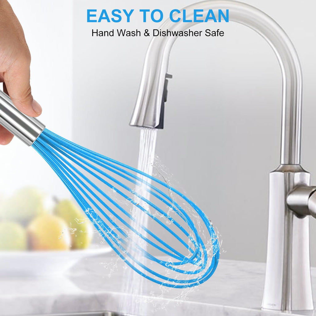 NileHome Stainless Steel Whisk Set 8" 10" 12" Kitchen Whisk Balloon Whisk Kitchen Wisk Wire Whisks for Cooking, Whisking, Blending, Beating, Stirring-3 Pack…
