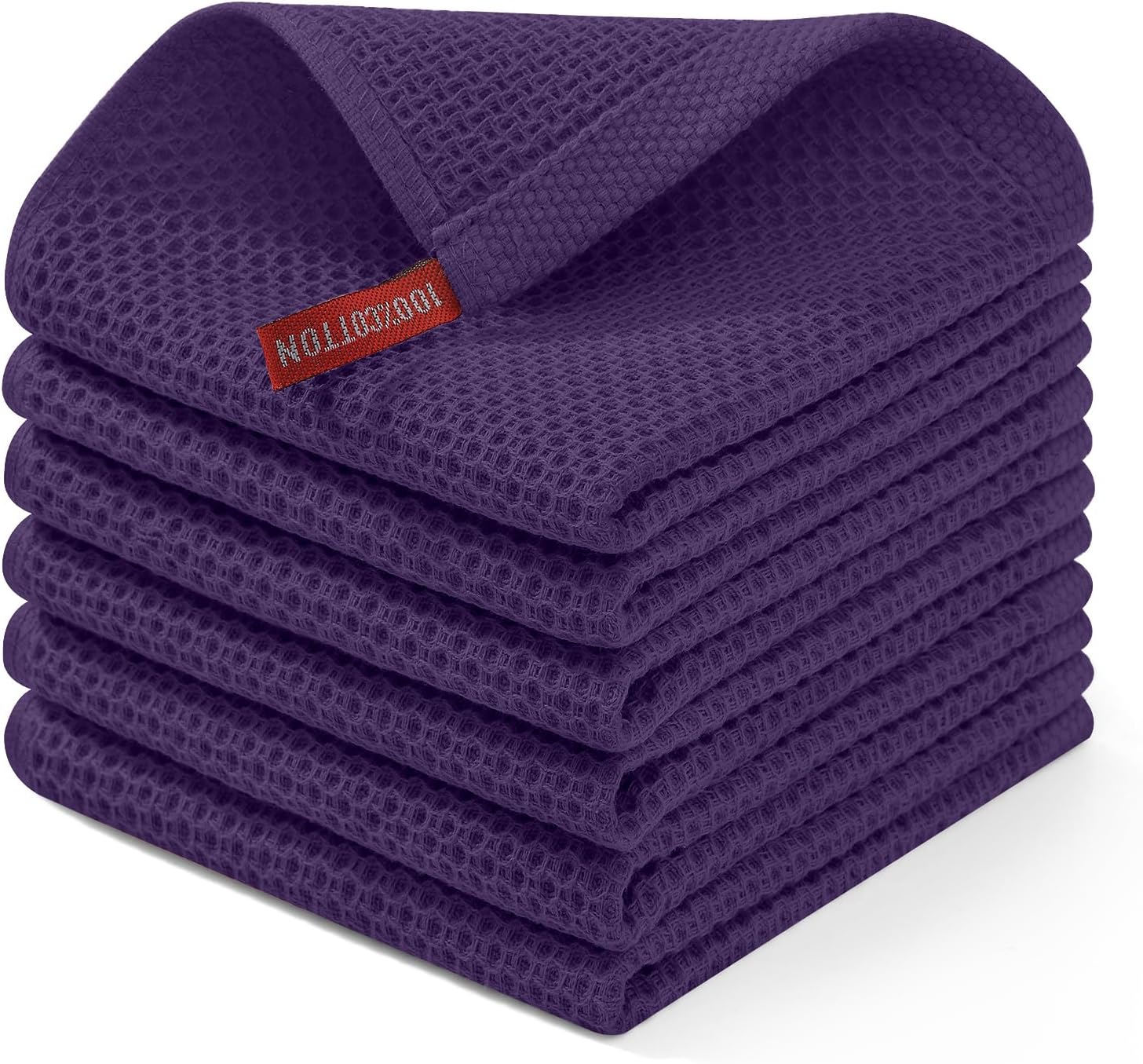 Homaxy 100% Cotton Waffle Weave Kitchen Dish Cloths, Ultra Soft Absorbent Quick Drying Dish Towels, 12 x 12 Inches, 6-Pack, Dark Grey