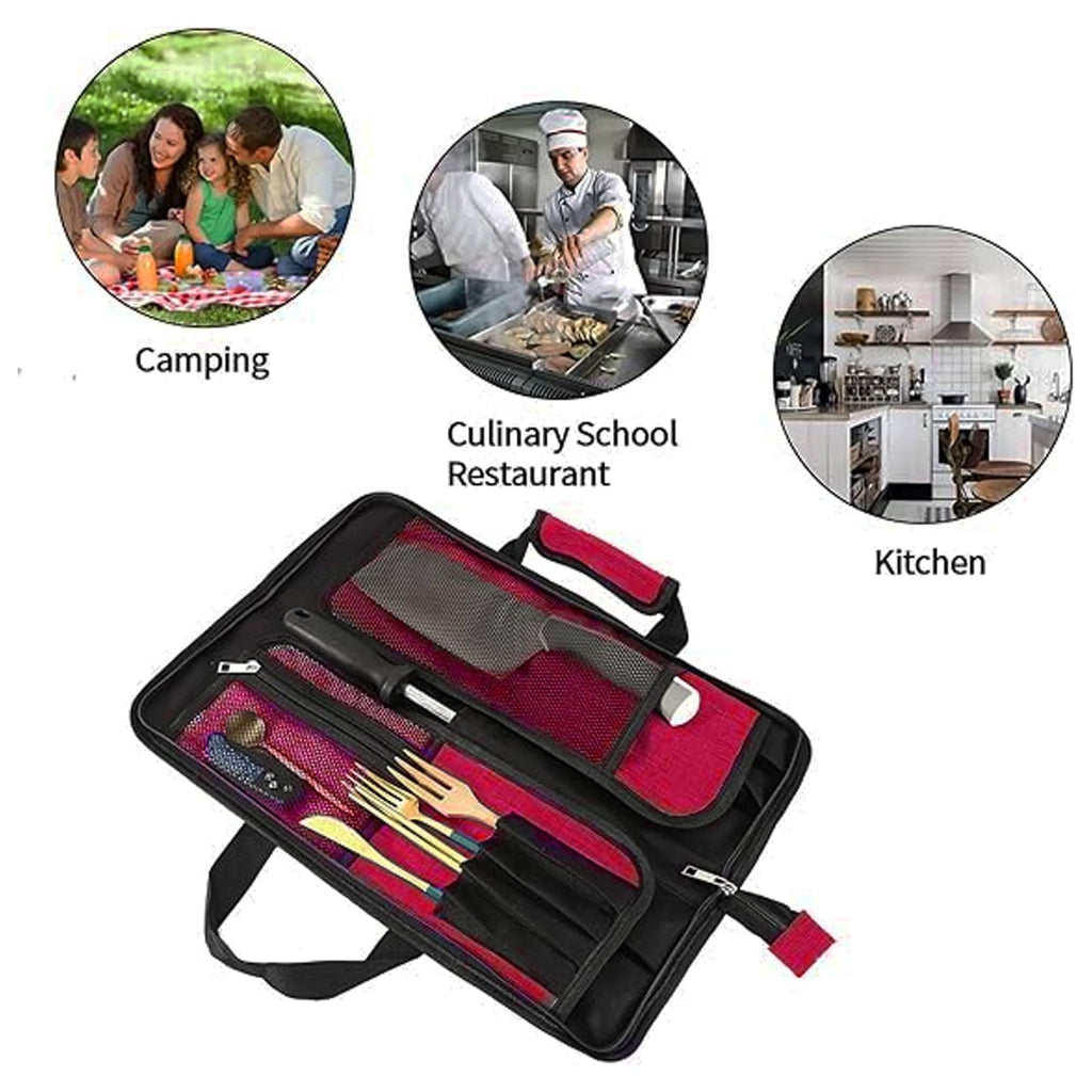 Chef’s Knife Roll Bag, Heavy Duty Oxford Chef Knife Bag, Portable 13 Slots Chef Knife Case, Multi-function Cutlery Knives Pouch Holder Knife Wrap Wallet Tool Roll