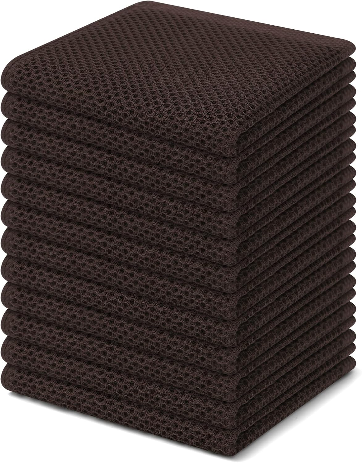 Homaxy 100% Cotton Waffle Weave Kitchen Dish Cloths, Ultra Soft Absorbent Quick Drying Dish Towels, 12 x 12 Inches, 6-Pack, Dark Grey