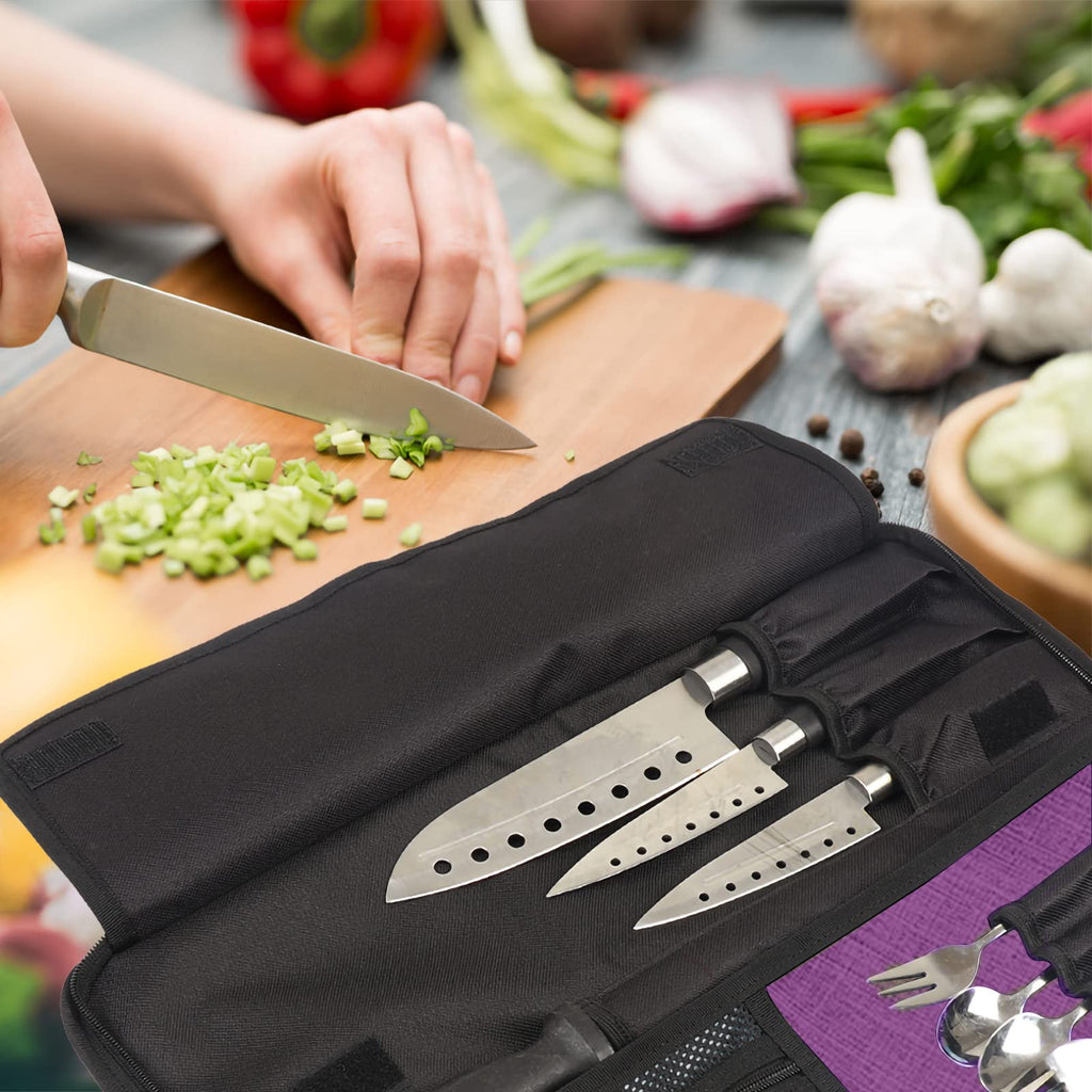 Chef’s Knife Roll Bag, Heavy Duty Oxford Chef Knife Bag, Portable 13 Slots Chef Knife Case, Multi-function Cutlery Knives Pouch Holder Knife Wrap Wallet Tool Roll