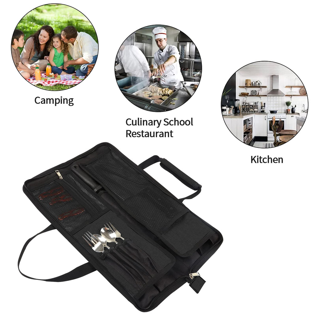 Chef’s Knife Roll Bag, Heavy Duty Oxford Chef Knife Bag, Portable 13 Slots Chef Knife Case, Multi-function Cutlery Knives Pouch Holder Knife Wrap Wallet Tool Roll