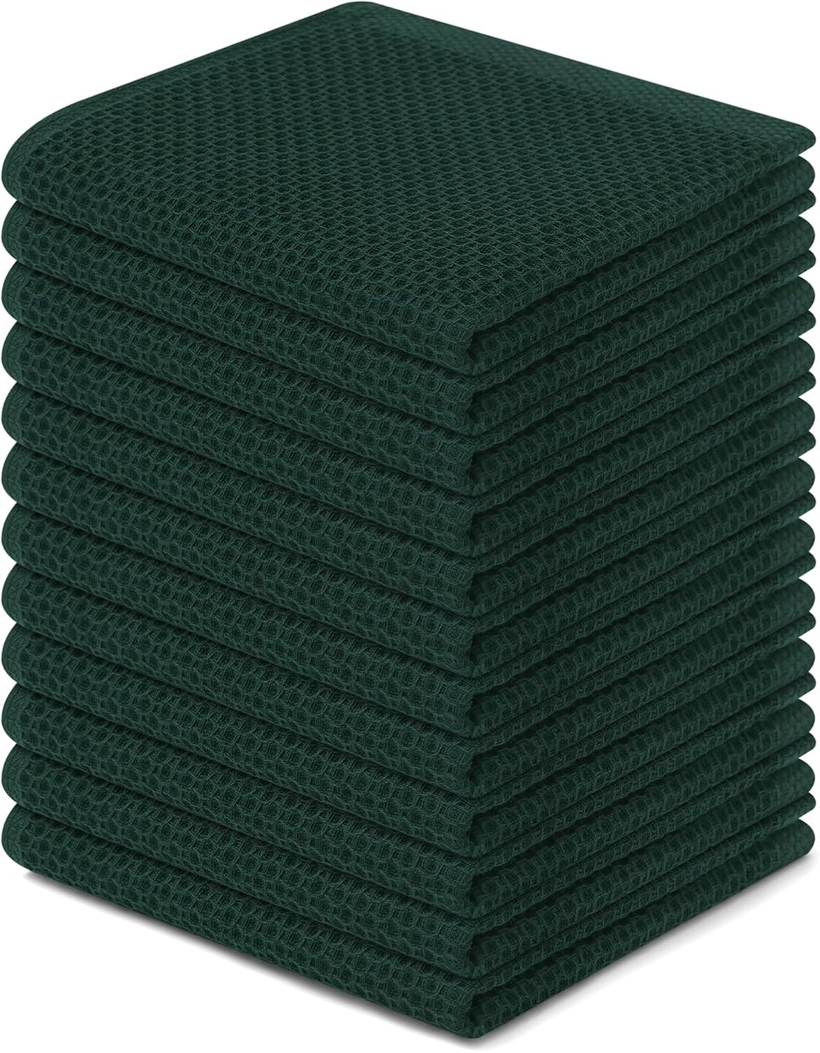 Homaxy 100% Cotton Waffle Weave Kitchen Dish Cloths, Ultra Soft Absorbent Quick Drying Dish Towels, 12 x 12 Inches, 6-Pack, Dark Grey