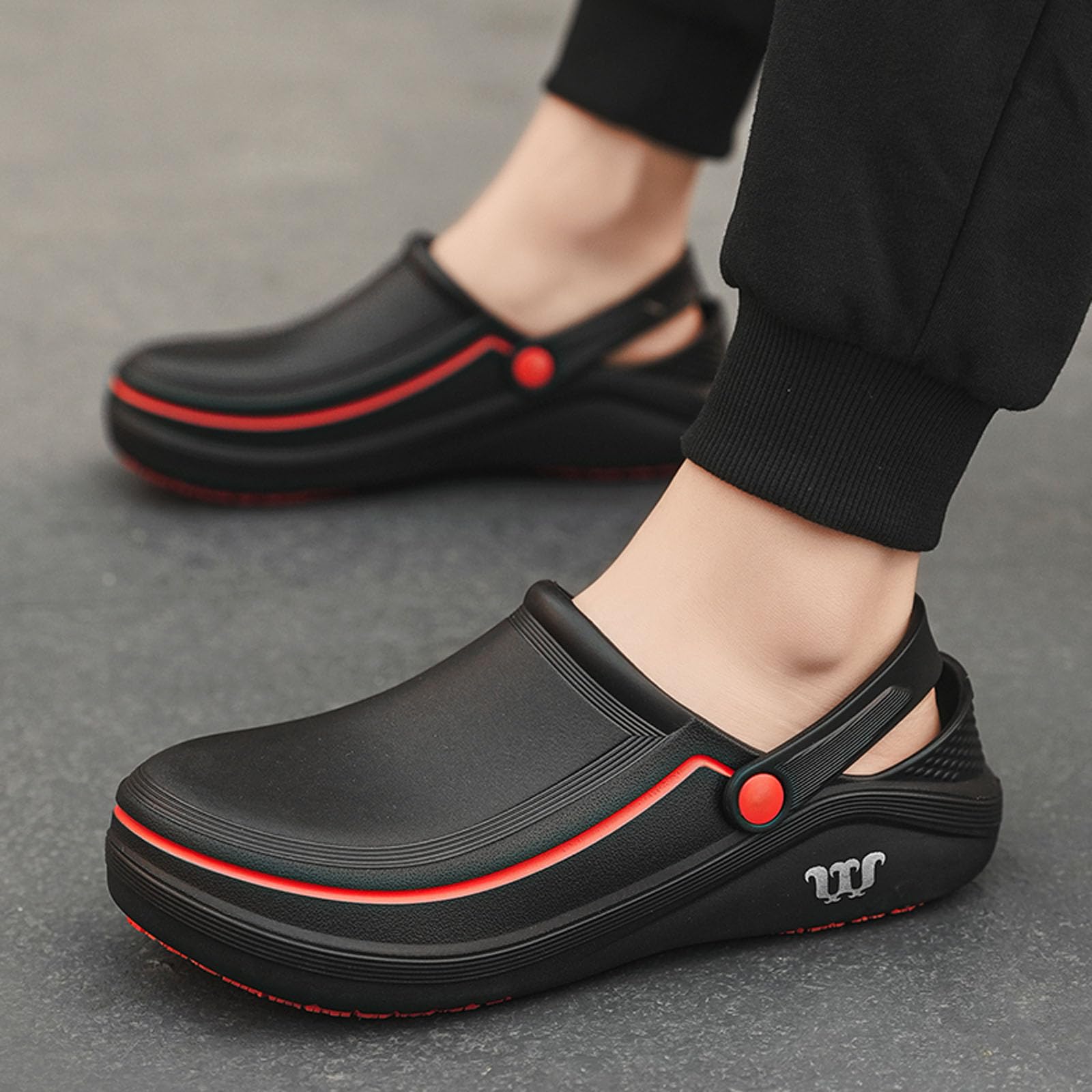 SECHRITE Men's Women's Work Clogs - Unisex Garden Chef Shoes Non Slip Waterproof Nurse Kitchen Food Service Shoes