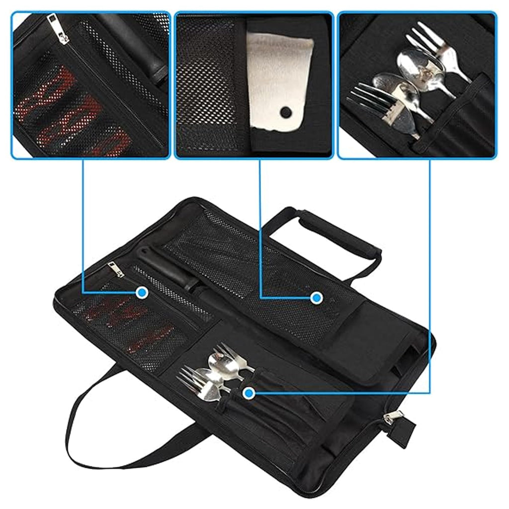 Chef’s Knife Roll Bag, Heavy Duty Oxford Chef Knife Bag, Portable 13 Slots Chef Knife Case, Multi-function Cutlery Knives Pouch Holder Knife Wrap Wallet Tool Roll