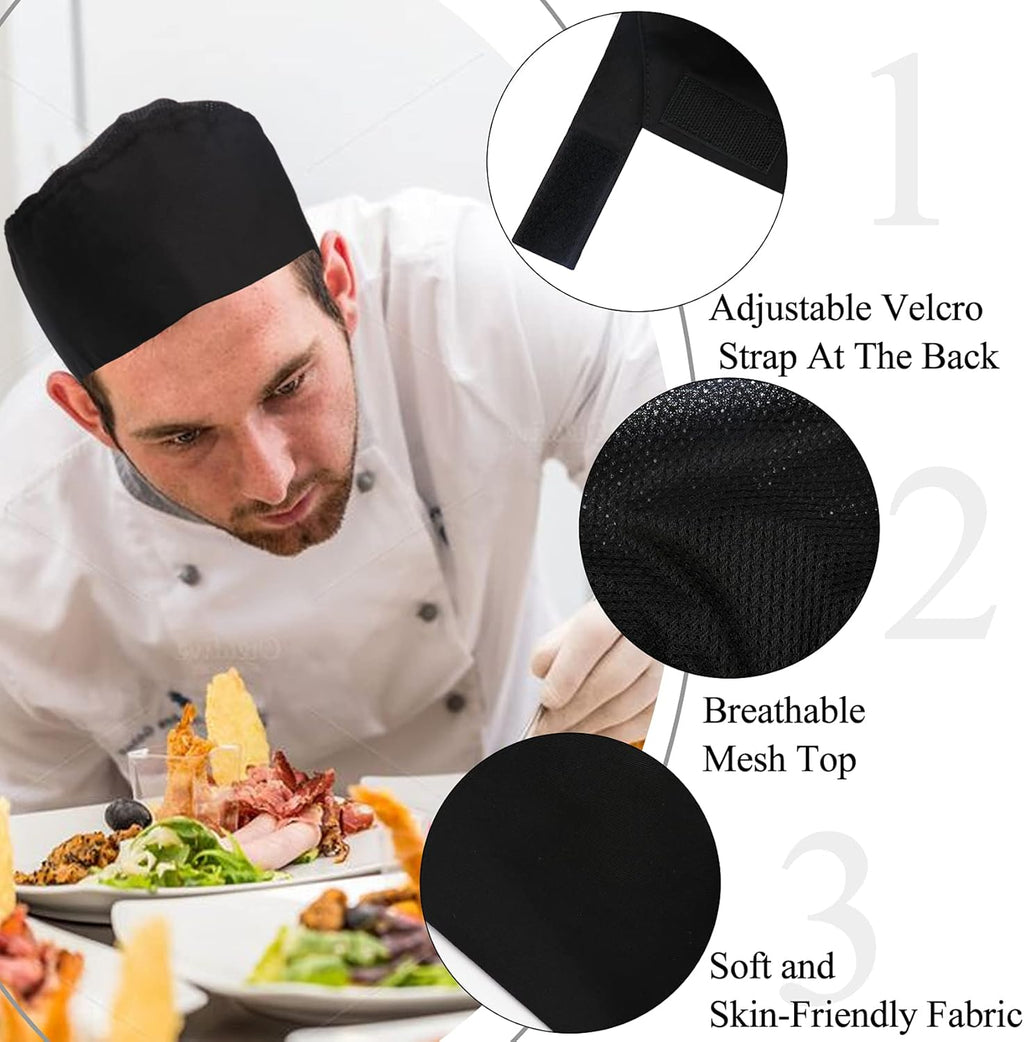 4 Pcs Unisex Chef Hats Adjustable Kitchen Cooking Caps with Breathable Mesh Top