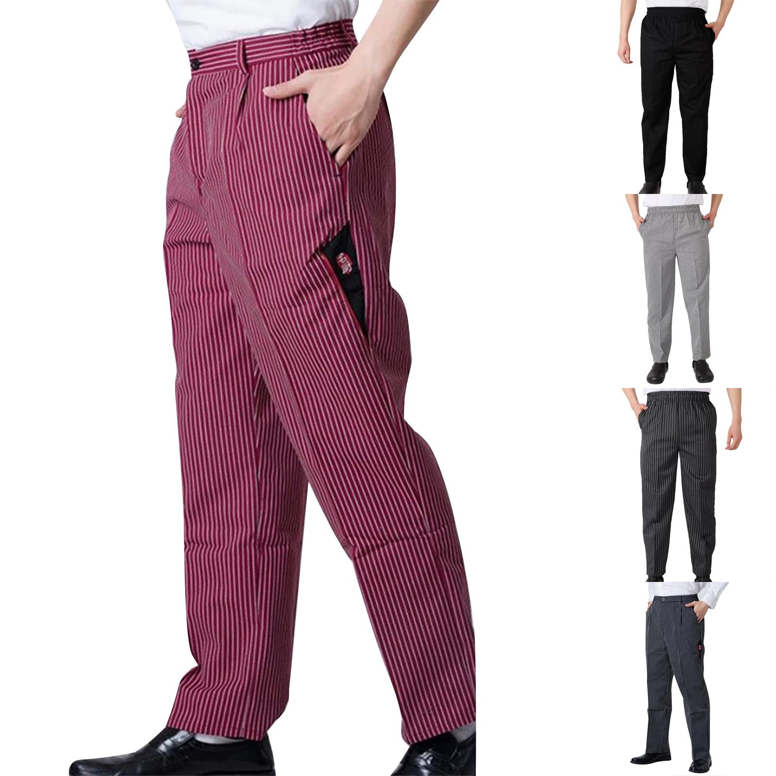 Chef Pants Unisex - Baggy Elastic Waist Cook Bottoms Restaurant Kitchen Service Work Uniform Pantalones de Cocina
