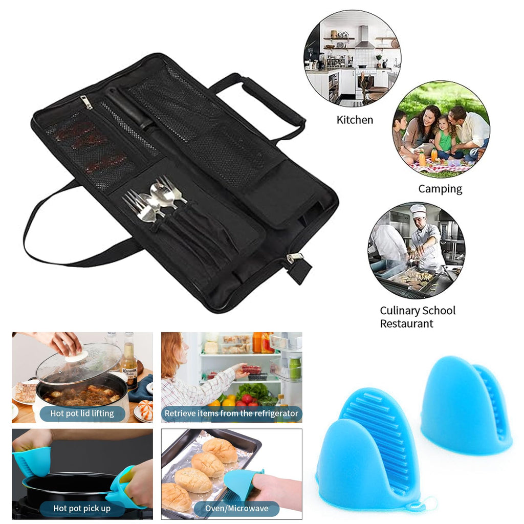 Chef’s Knife Roll Bag, Heavy Duty Oxford Chef Knife Bag, Portable 13 Slots Chef Knife Case, Multi-function Cutlery Knives Pouch Holder Knife Wrap Wallet Tool Roll
