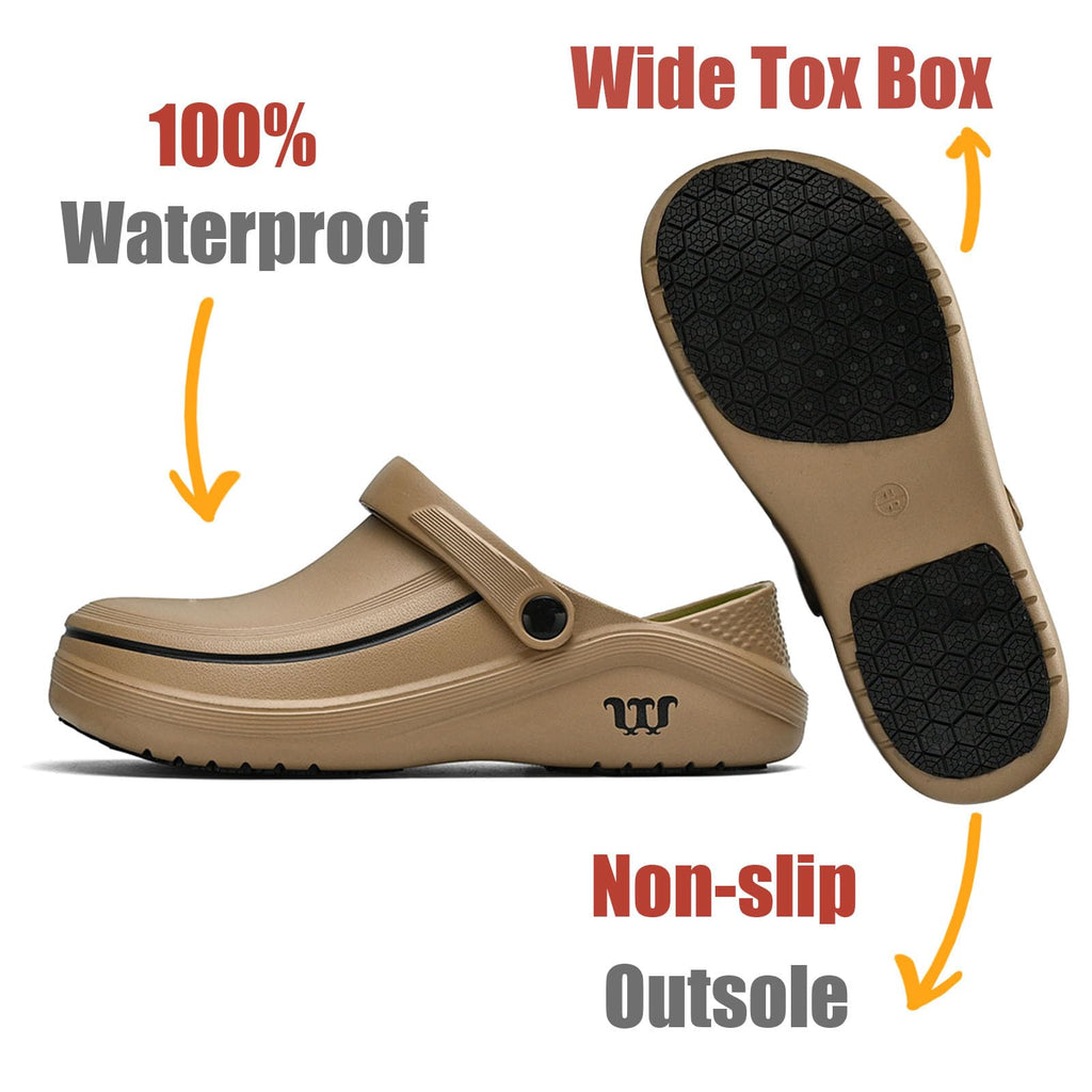 SECHRITE Men's Women's Work Clogs - Unisex Garden Chef Shoes Non Slip Waterproof Nurse Kitchen Food Service Shoes