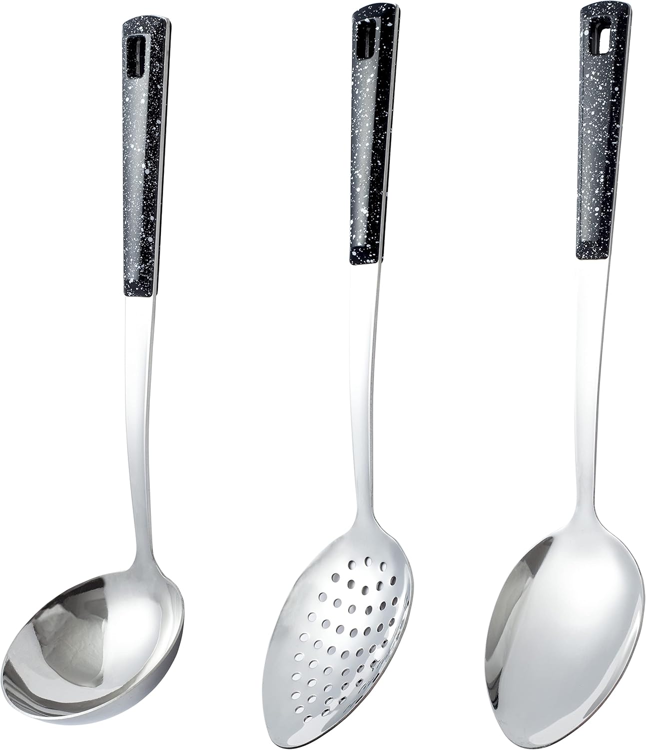 3-Piece,Stainless Steel Serving Spoons Set with Slotted Spoon, Serving Spoon and Perforated Spoons, soup ladle,kitchen cooking utensils set