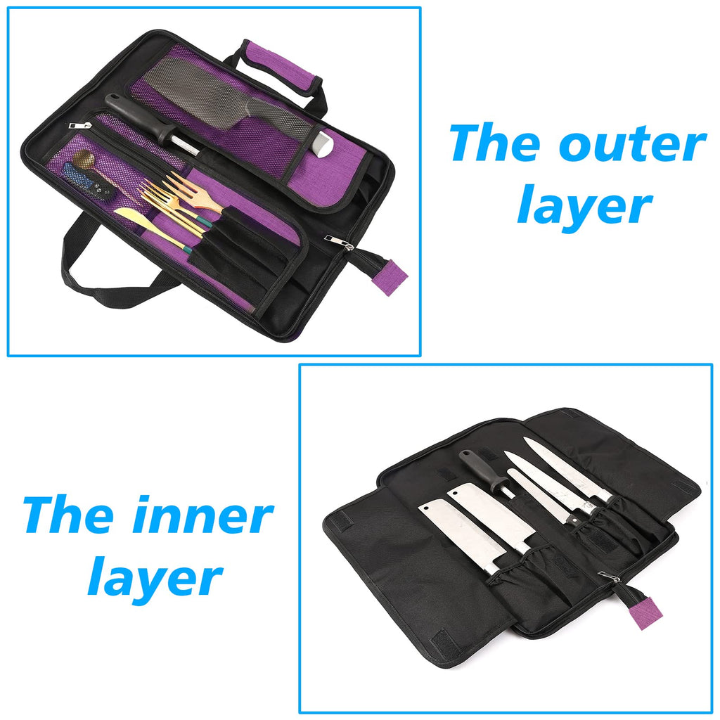 Chef’s Knife Roll Bag, Heavy Duty Oxford Chef Knife Bag, Portable 13 Slots Chef Knife Case, Multi-function Cutlery Knives Pouch Holder Knife Wrap Wallet Tool Roll