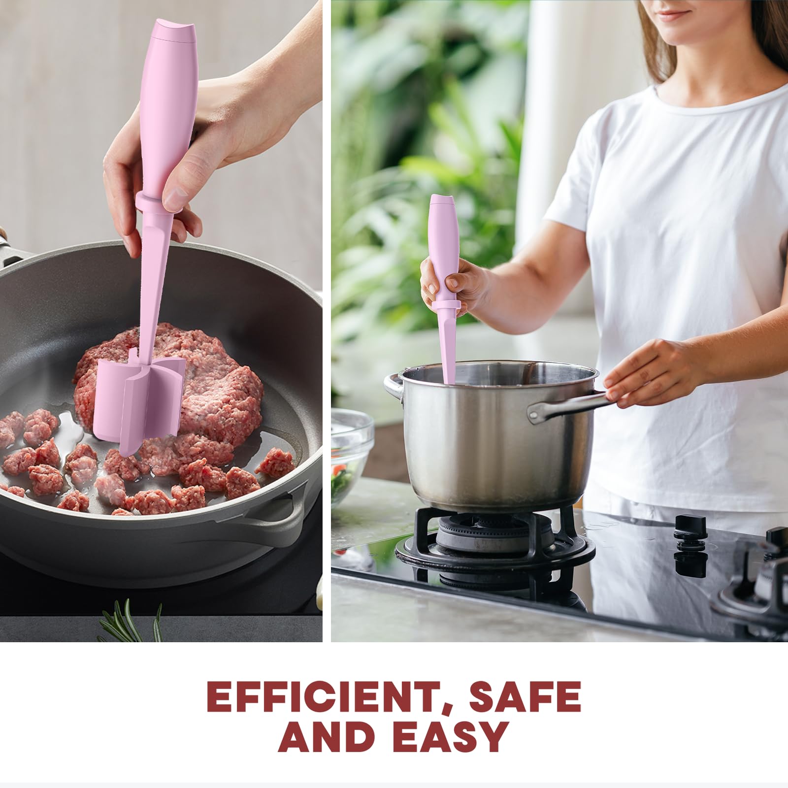 Meat Chopper, Hamburger Grinder, Premium Heat Resistant Smasher for Ground Beef, Burger Grinder Nylon Potato Mix Tool, Meat & Poultry Tenderizers-Black