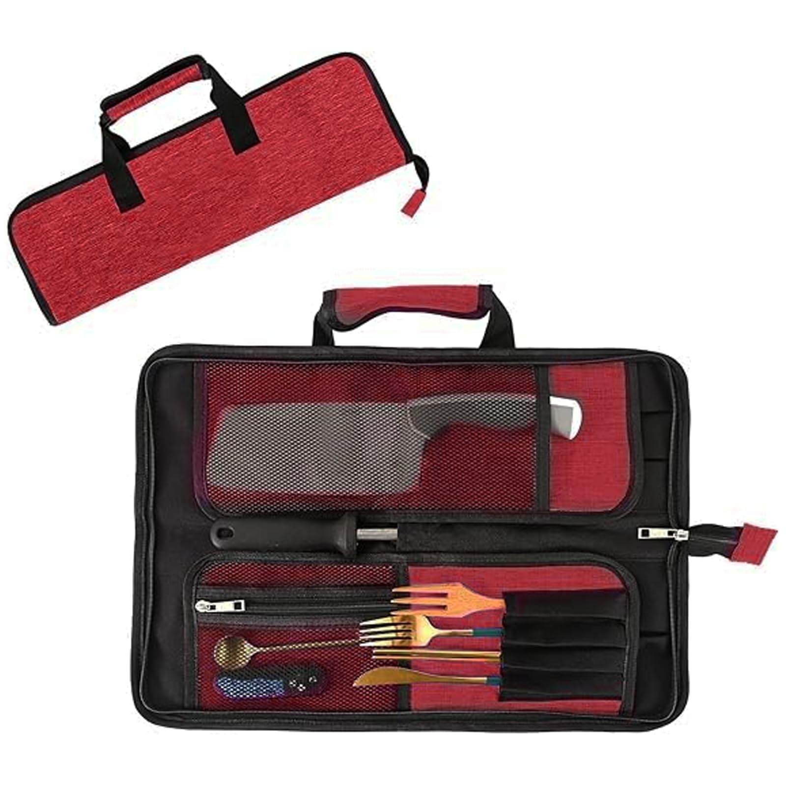 Chef’s Knife Roll Bag, Heavy Duty Oxford Chef Knife Bag, Portable 13 Slots Chef Knife Case, Multi-function Cutlery Knives Pouch Holder Knife Wrap Wallet Tool Roll