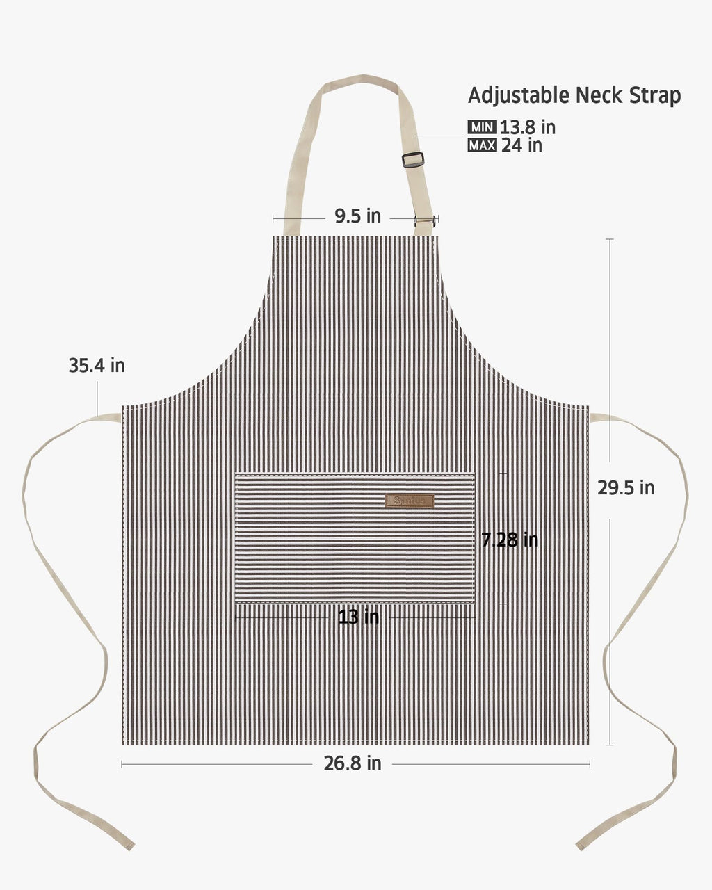 Syntus Adjustable Bib Apron with 2 Pockets Cooking Kitchen Aprons for Women Men Chef