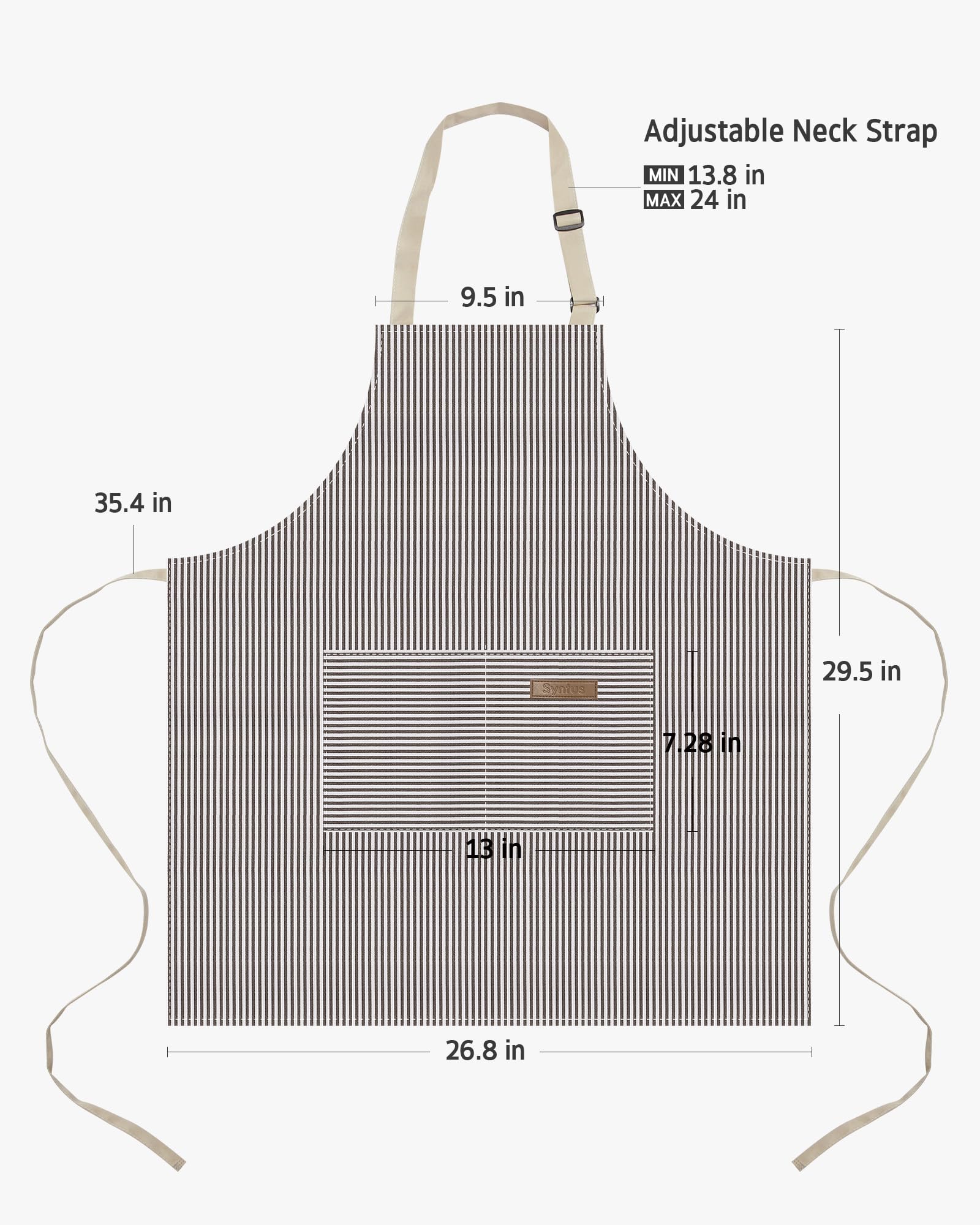 Syntus Adjustable Bib Apron with 2 Pockets Cooking Kitchen Aprons for Women Men Chef
