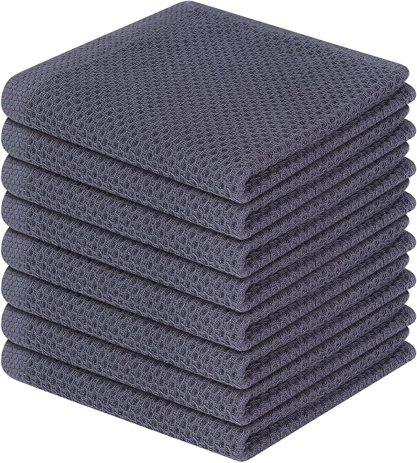 Homaxy 100% Cotton Waffle Weave Kitchen Dish Cloths, Ultra Soft Absorbent Quick Drying Dish Towels, 12 x 12 Inches, 6-Pack, Dark Grey