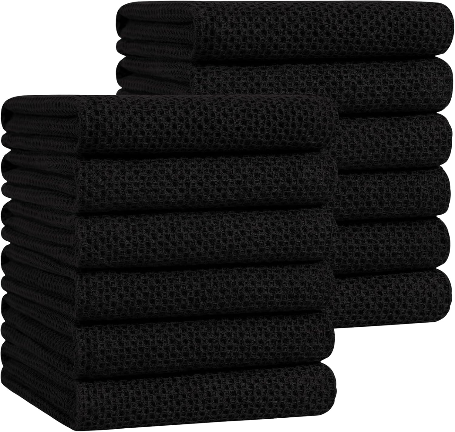 Homaxy 100% Cotton Waffle Weave Kitchen Dish Cloths, Ultra Soft Absorbent Quick Drying Dish Towels, 12 x 12 Inches, 6-Pack, Dark Grey