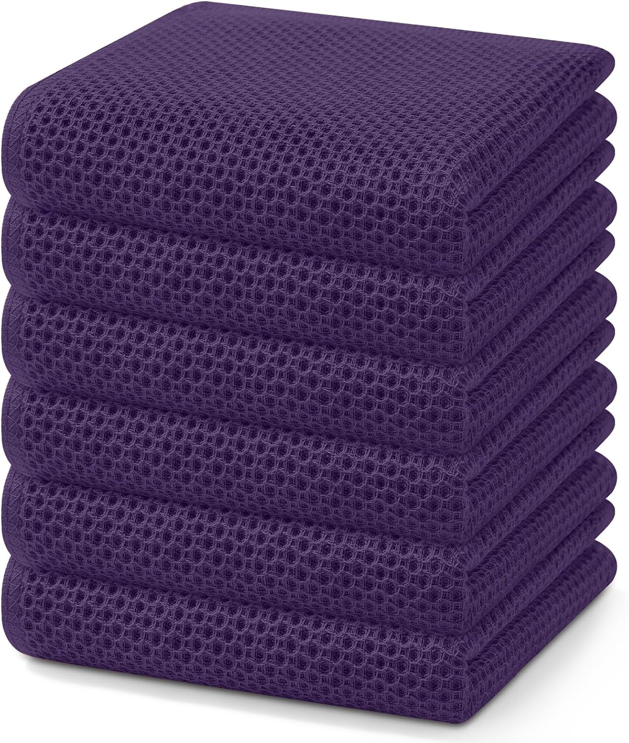 Homaxy 100% Cotton Waffle Weave Kitchen Dish Cloths, Ultra Soft Absorbent Quick Drying Dish Towels, 12 x 12 Inches, 6-Pack, Dark Grey