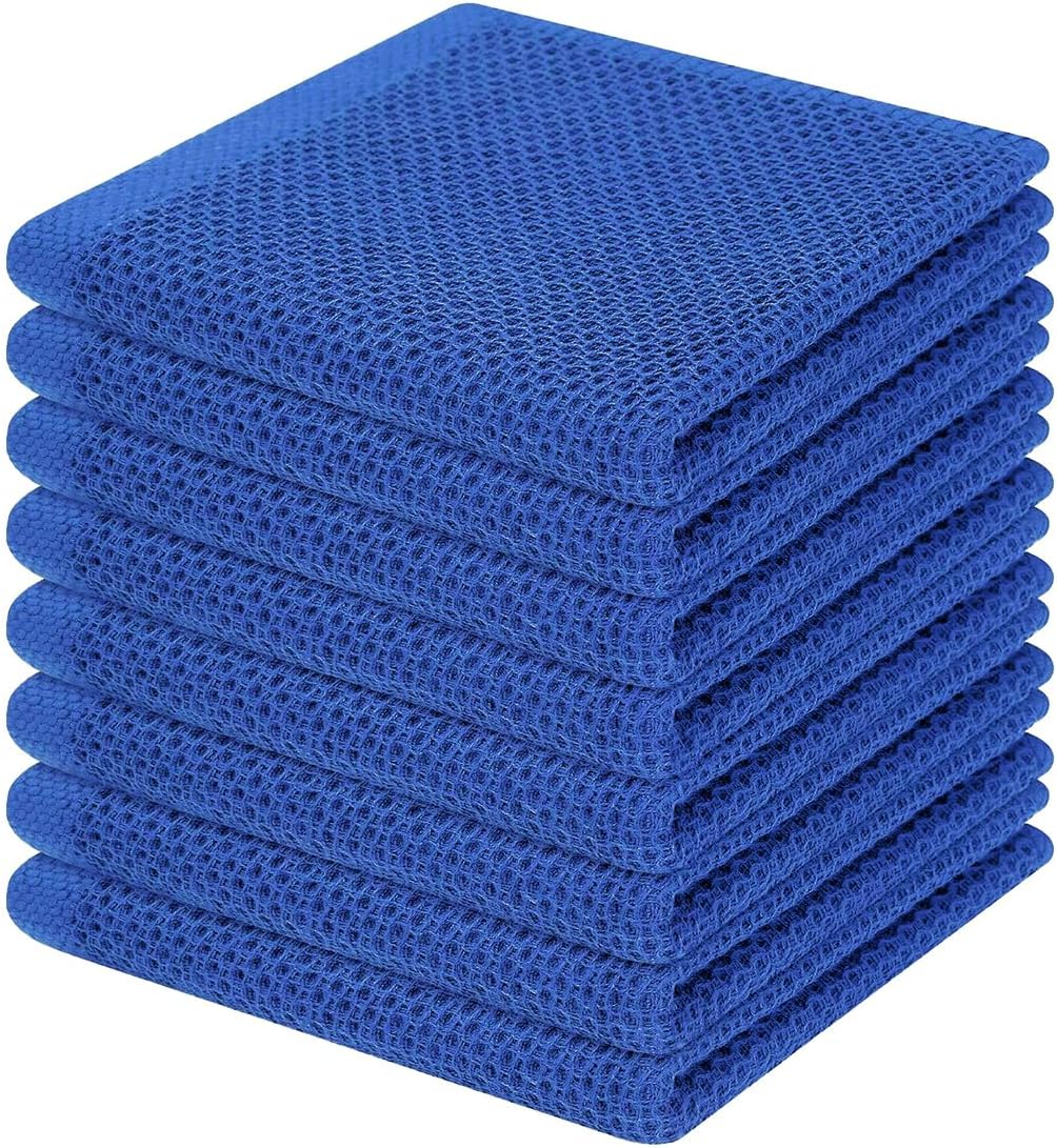 Homaxy 100% Cotton Waffle Weave Kitchen Dish Cloths, Ultra Soft Absorbent Quick Drying Dish Towels, 12 x 12 Inches, 6-Pack, Dark Grey