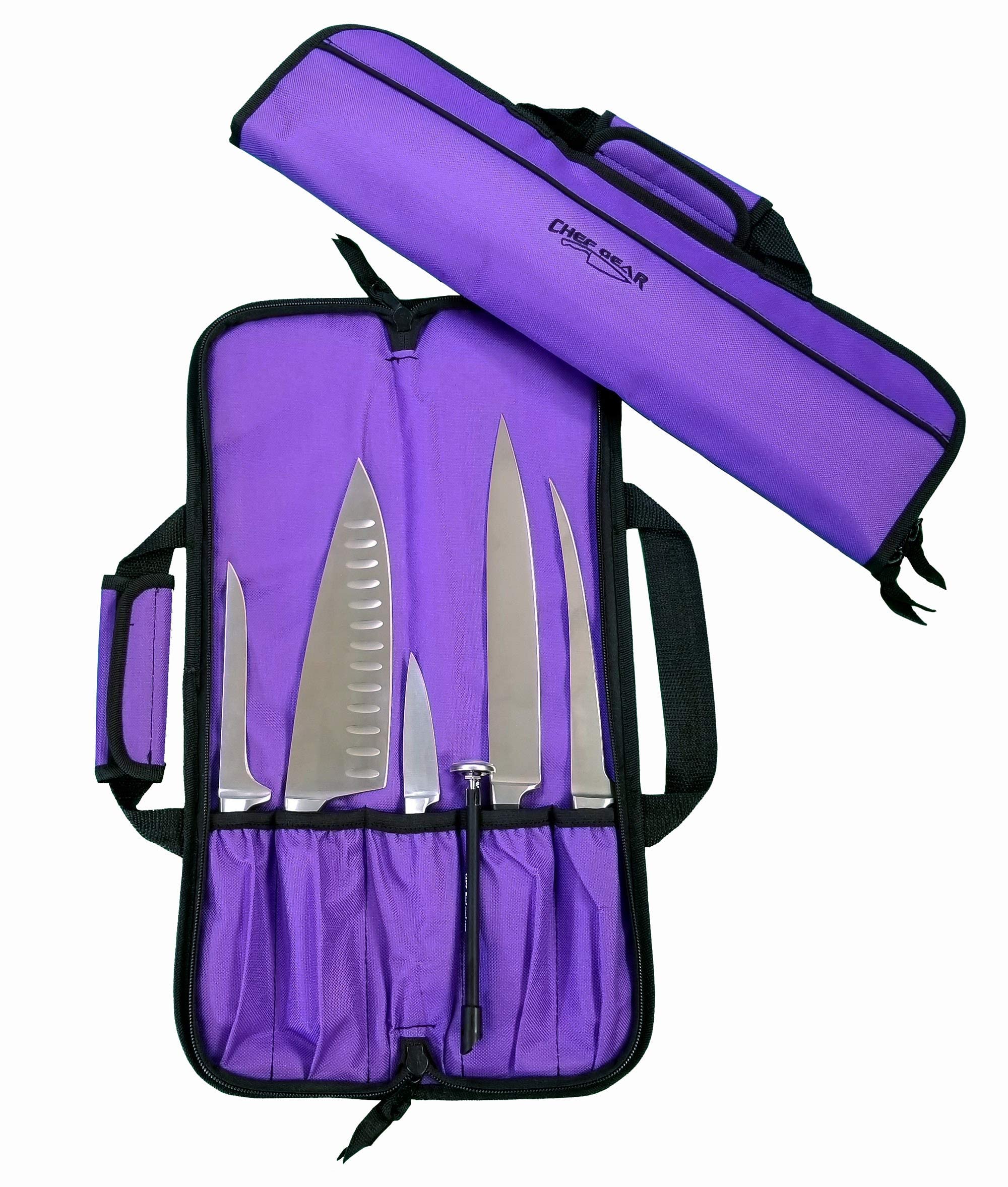 Ergo Chef 5 Pocket Chef Knife Case Roll Bag Bi-Fold (Black) Lightweight - Durable Nylon / Polyester Blend– Perfect for the Busy Traveling Chef
