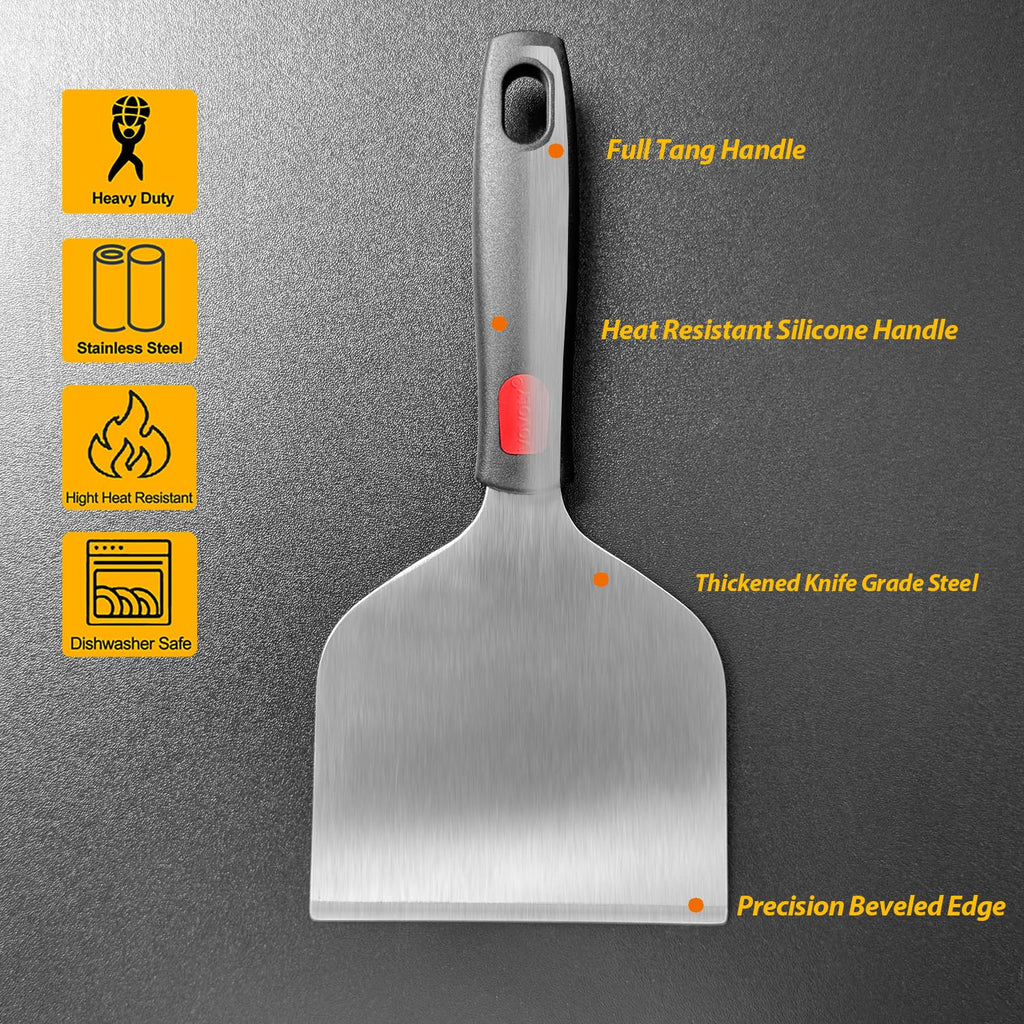Vovoly Multipurpose Bench Scraper Kitchen Utensil for Flat Top Griddle, Dough Scraper Cutter for Bread and Pizza Cutter - Stainless Steel Metal Griddle Scraper Chopper