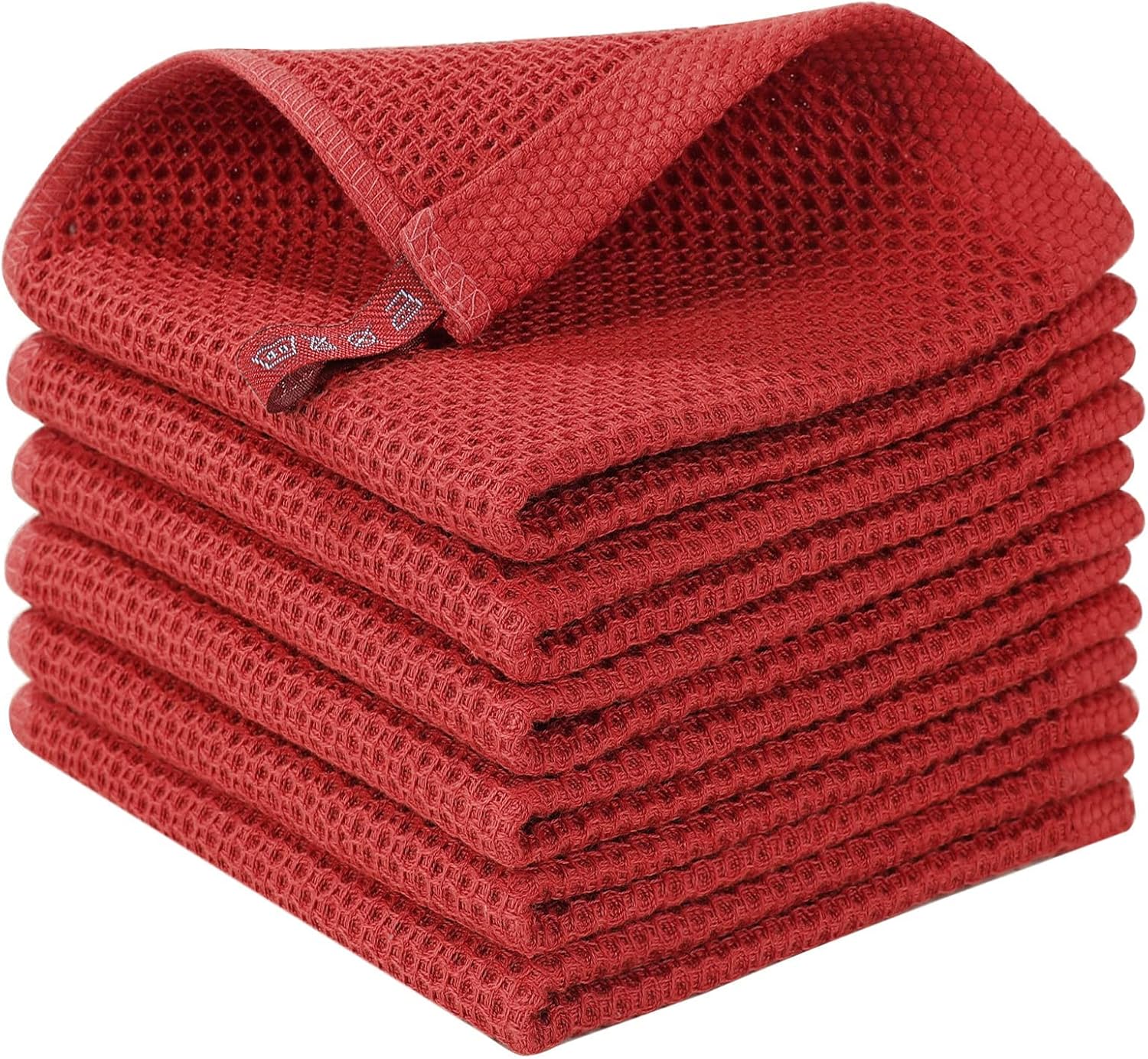 Homaxy 100% Cotton Waffle Weave Kitchen Dish Cloths, Ultra Soft Absorbent Quick Drying Dish Towels, 12 x 12 Inches, 6-Pack, Dark Grey