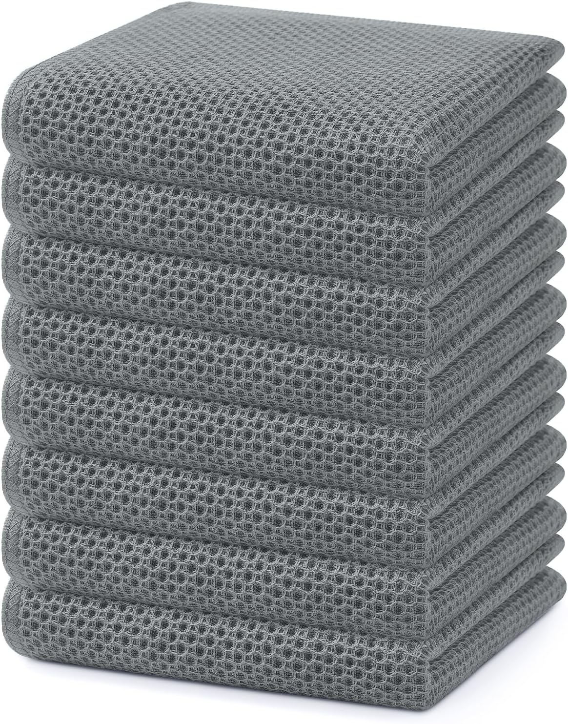 Homaxy 100% Cotton Waffle Weave Kitchen Dish Cloths, Ultra Soft Absorbent Quick Drying Dish Towels, 12 x 12 Inches, 6-Pack, Dark Grey