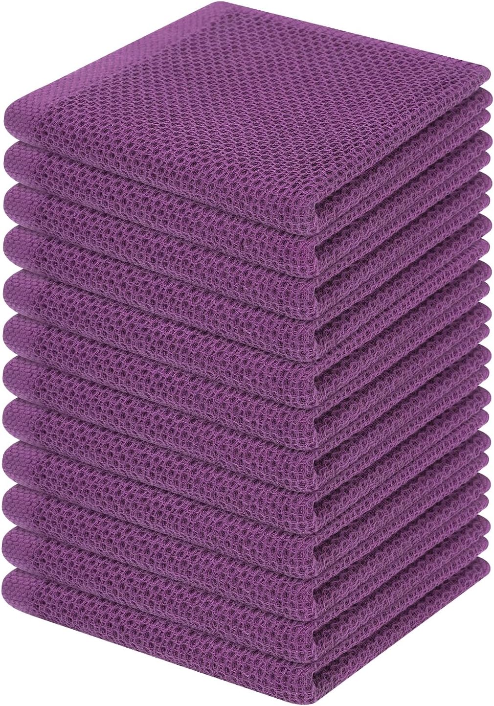 Homaxy 100% Cotton Waffle Weave Kitchen Dish Cloths, Ultra Soft Absorbent Quick Drying Dish Towels, 12 x 12 Inches, 6-Pack, Dark Grey
