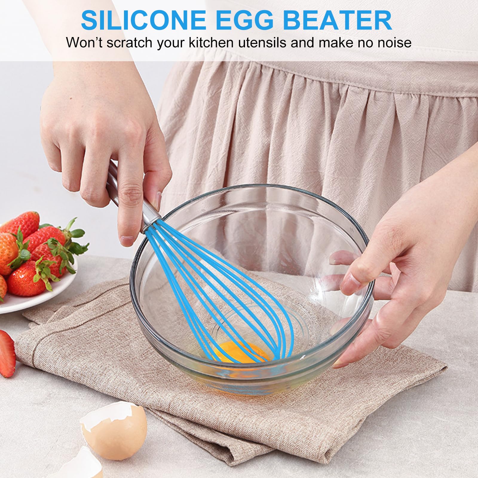 NileHome Stainless Steel Whisk Set 8" 10" 12" Kitchen Whisk Balloon Whisk Kitchen Wisk Wire Whisks for Cooking, Whisking, Blending, Beating, Stirring-3 Pack…